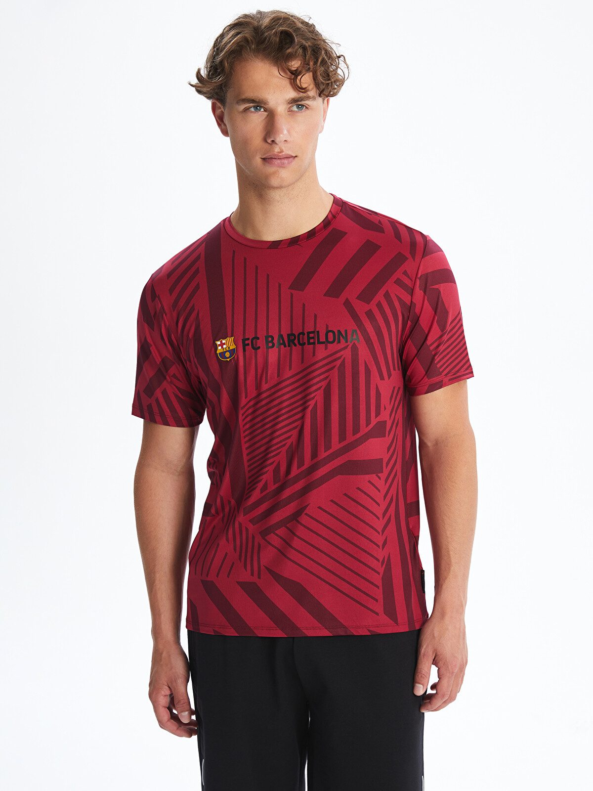 XSIDE ACTIVE Bordo Bisiklet Yaka Barcelona Baskılı Erkek Taraftar