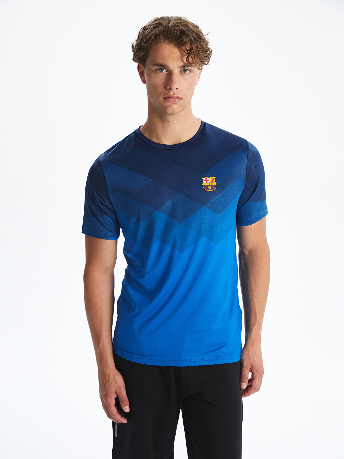 XSIDE ACTIVE Mavi Bisiklet Yaka Barcelona Lisanslı Erkek Taraftar