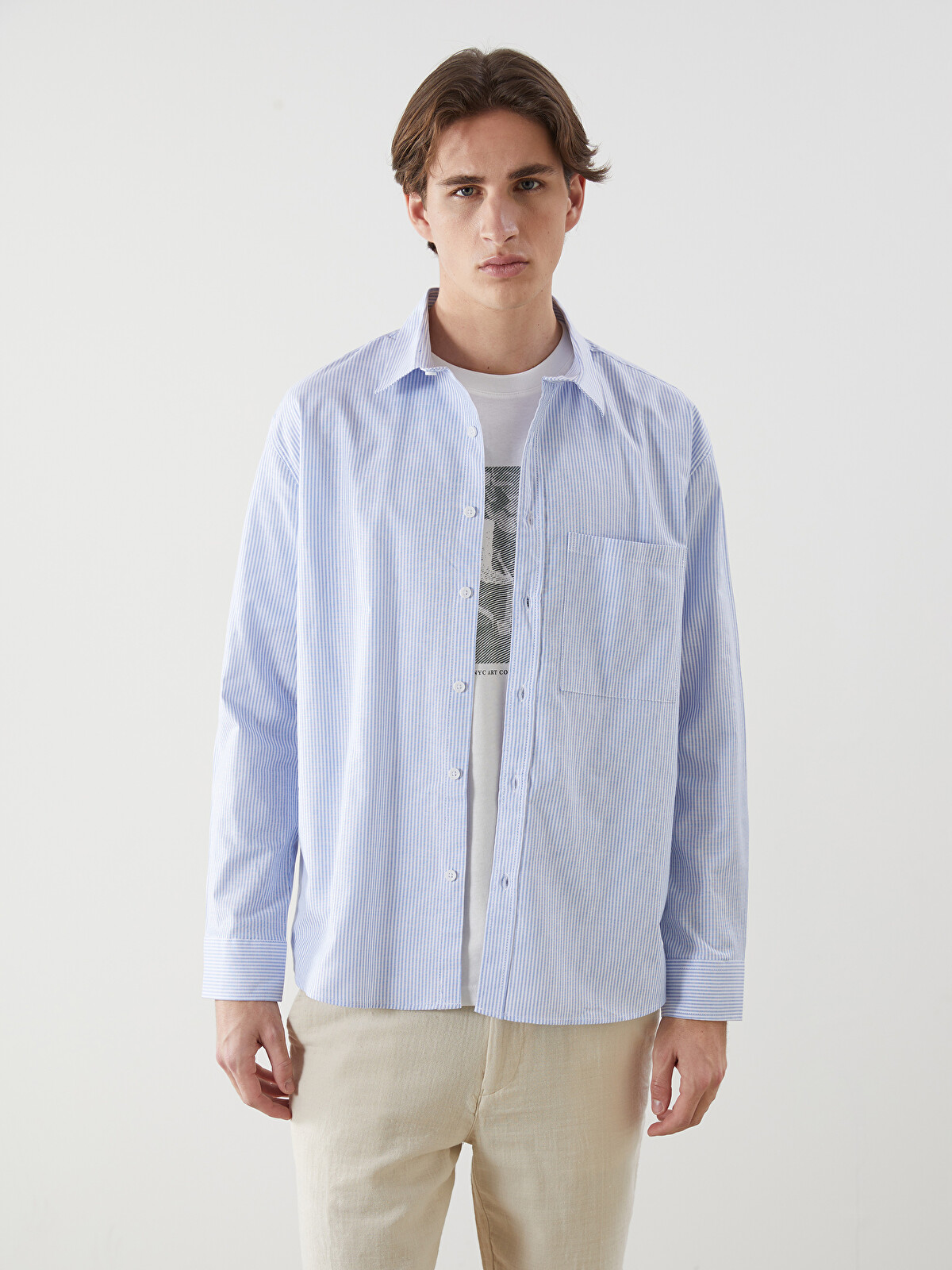 XSIDE Regular Fit Uzun Kollu Çizgili Erkek Gömlek - S5NK39Z8-LEN