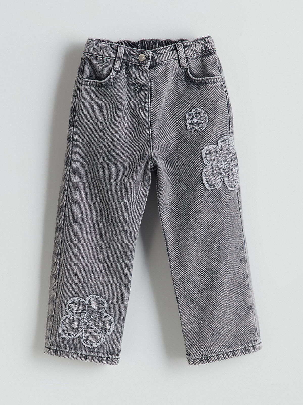 LCW Kids Karışık Beli Ayarlanabilir Çiçekli Kız Çocuk Jean