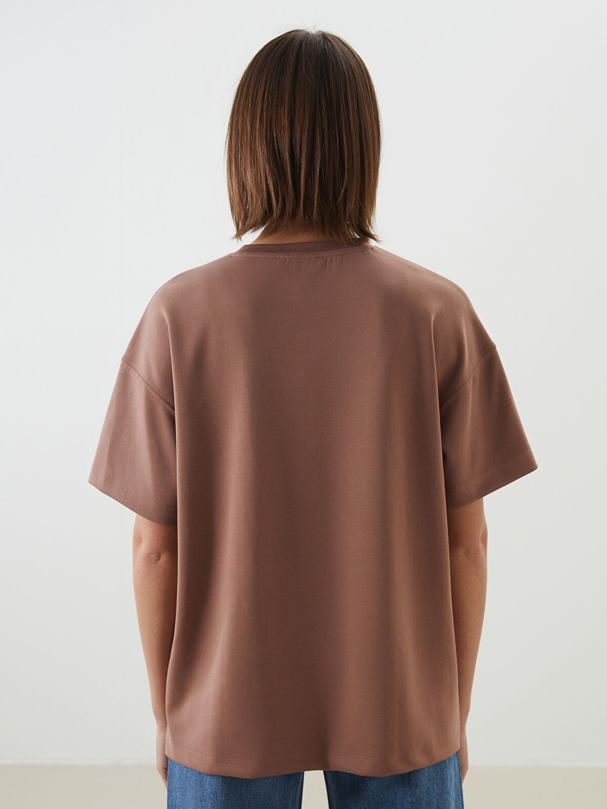 LCW Vision Kahverengi Modal Karışımlı Nakışlı Oversize Kadın