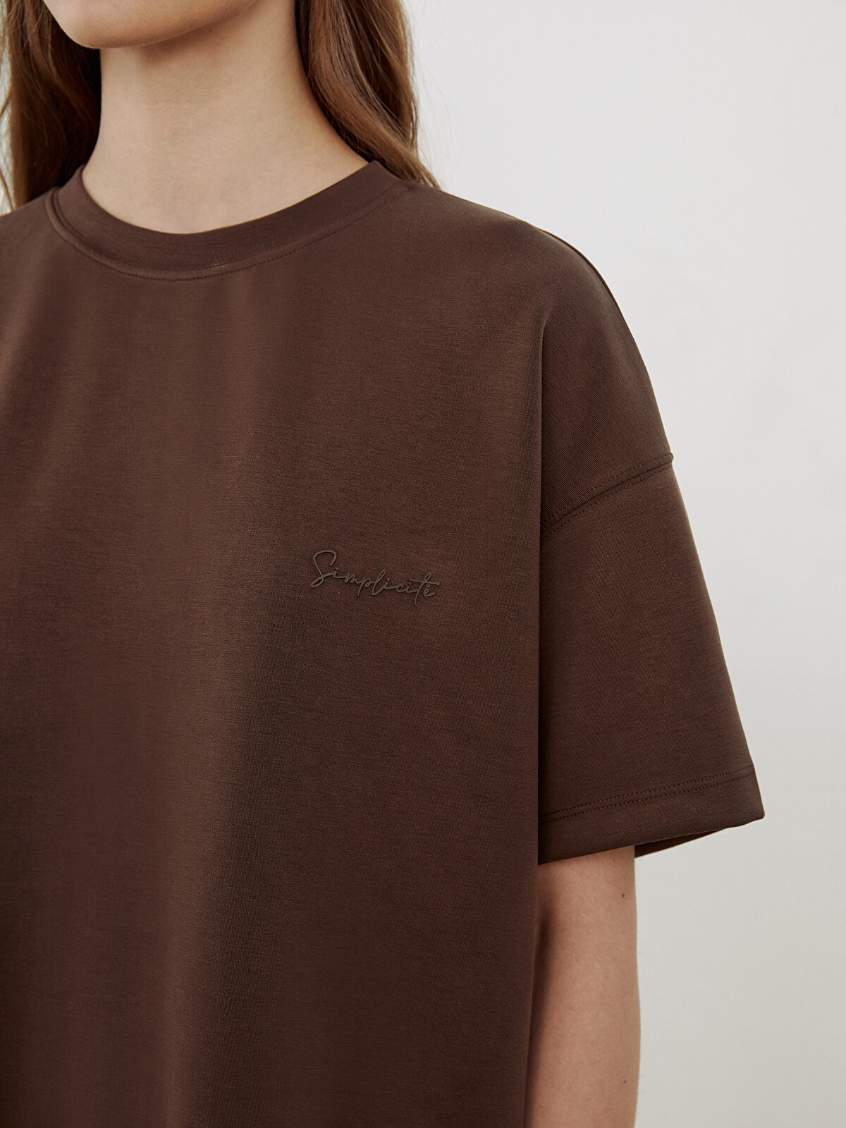 LCW Vision Modal Blend Embroidered Oversize Women's T-Shirt