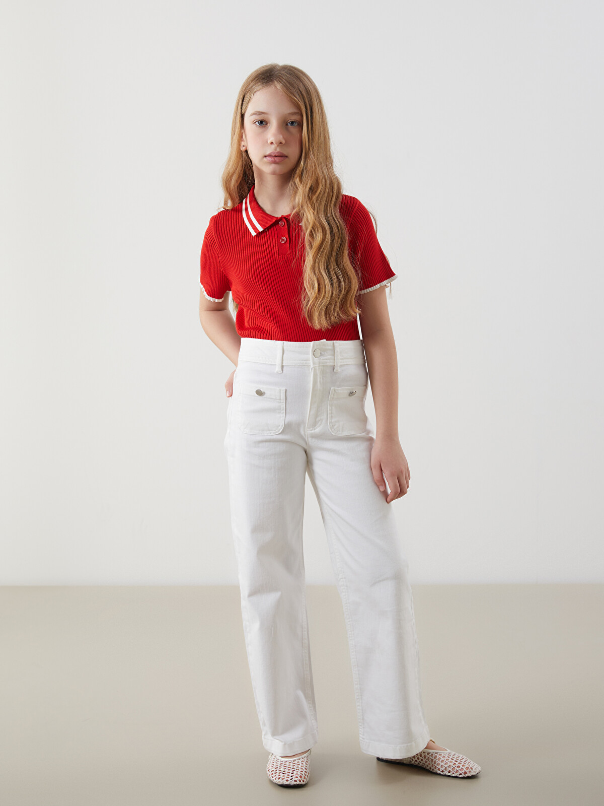 LCW Kids Girls' Trousers with Adjustable Elastic Waist - S5NV80Z4