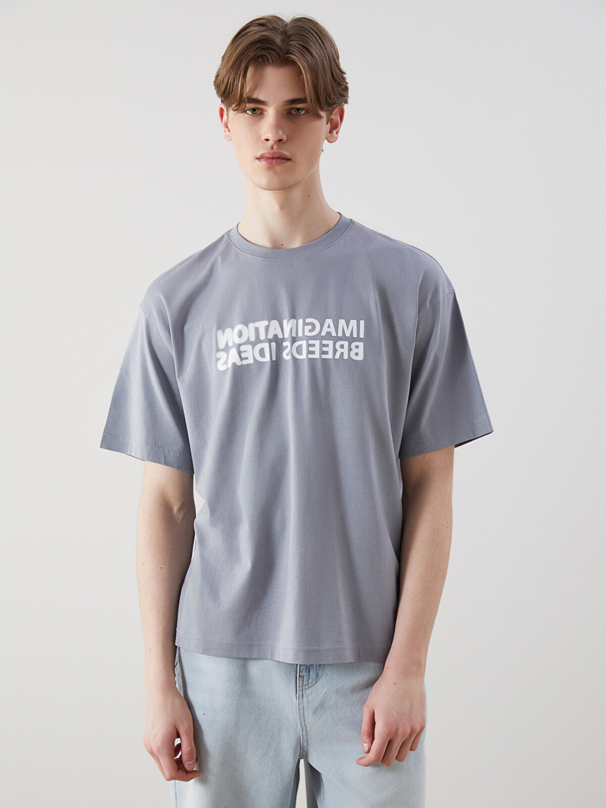 XSIDE Crew Neck Printed Jersey Men's T-shirt - S5NY34Z8-YGG | LC