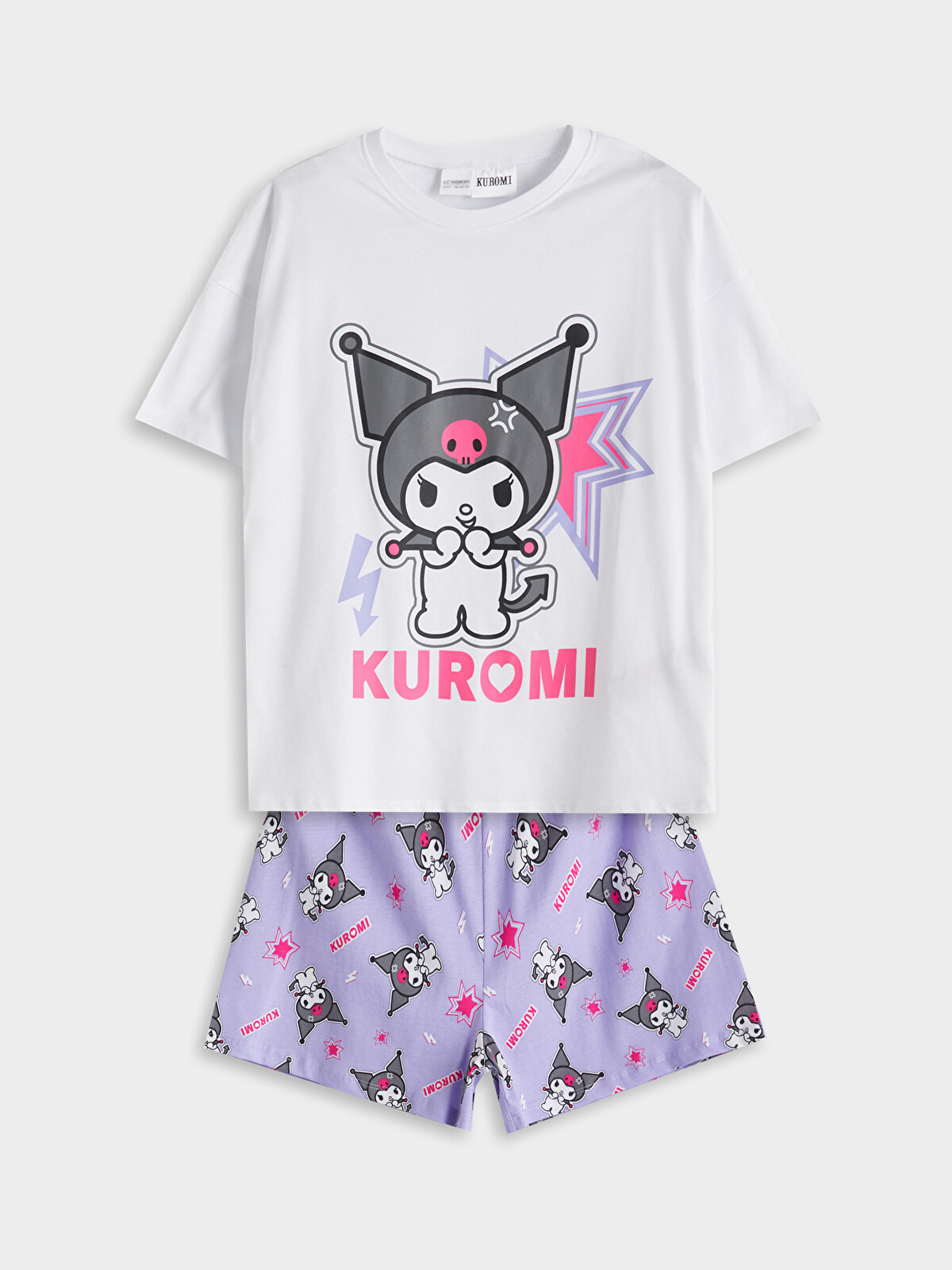 Ramさま確認ページ♡ LCW Kids Bisiklet Yaka Kuromi Baskılı Kız Çocuk Şortlu Pijama