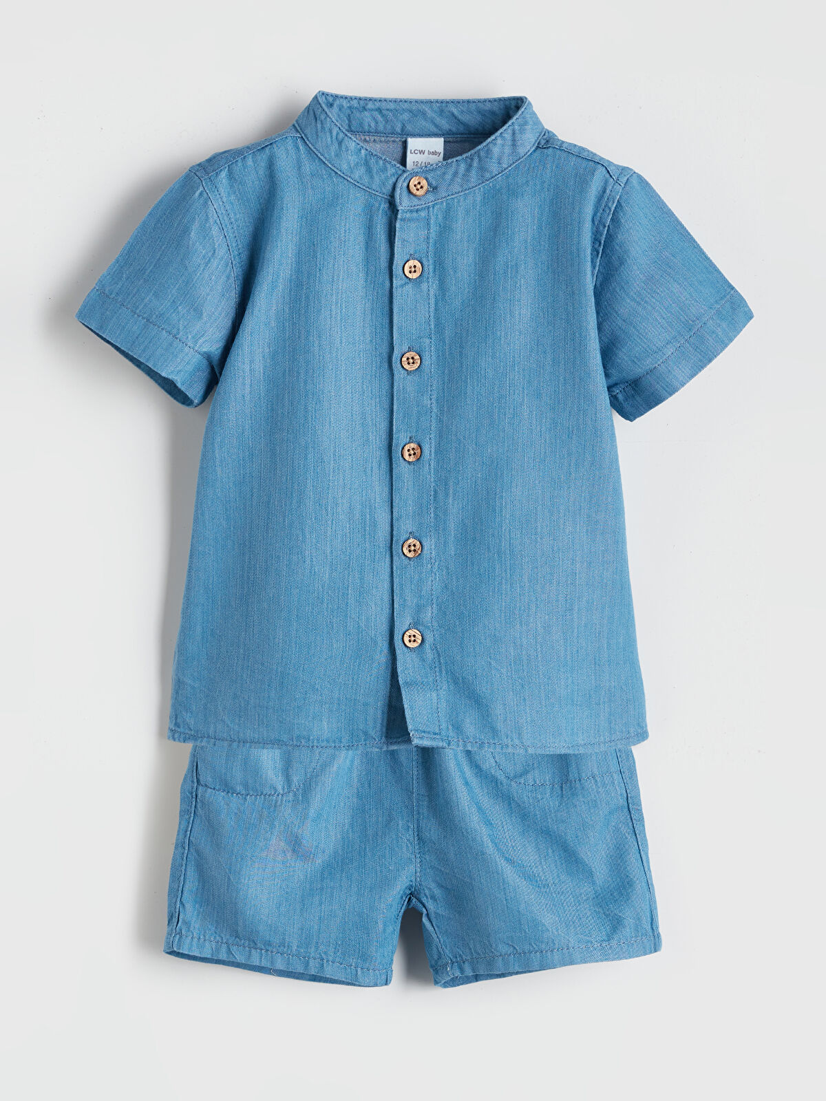 LCW baby Basic Erkek Bebek Jean Gömlek ve Şort 2'li