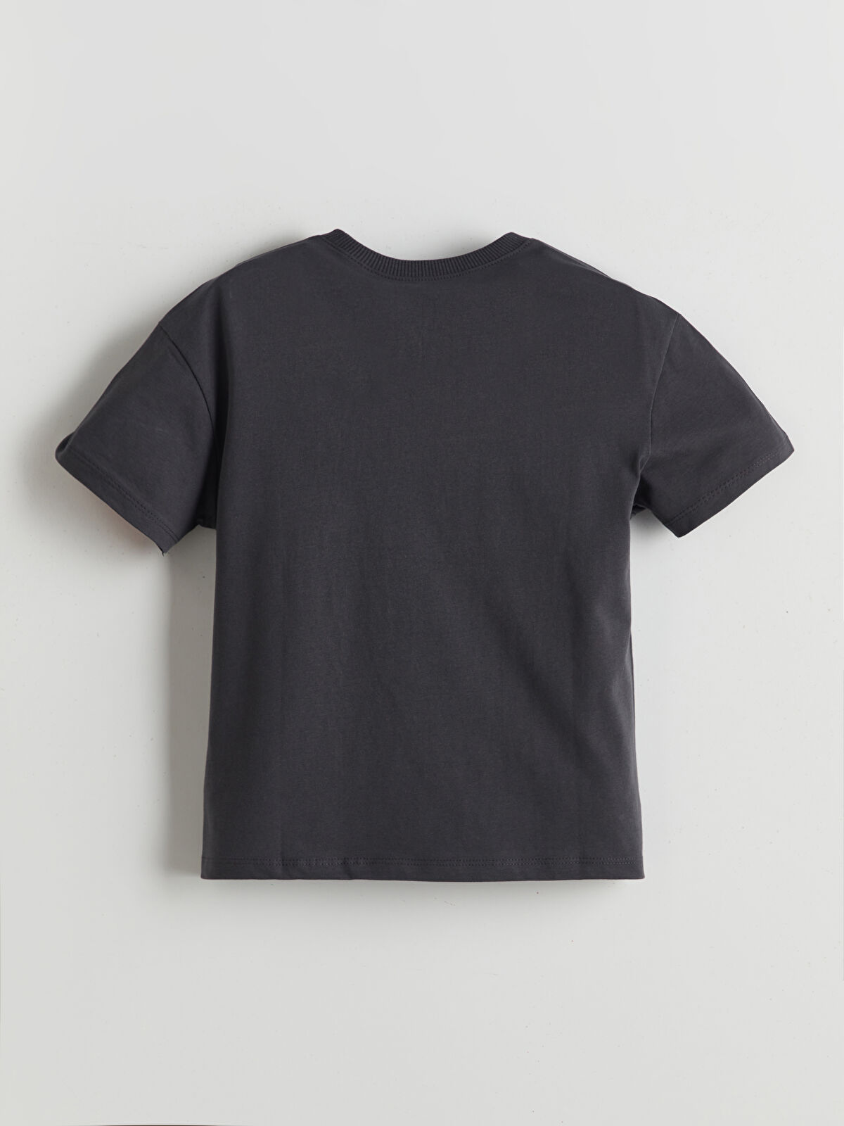 LCW Kids Antrasit Bisiklet Yaka Baskılı Erkek Çocuk Tişört