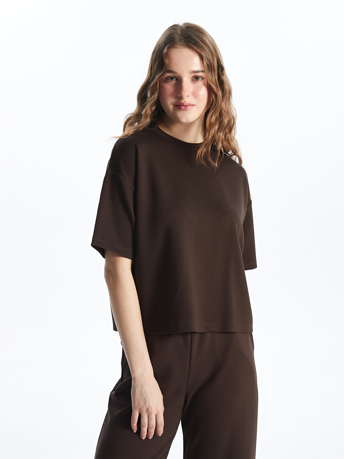 XSIDE Woman Brown T-shirt - S5O871Z8-R39 | LC Waikiki