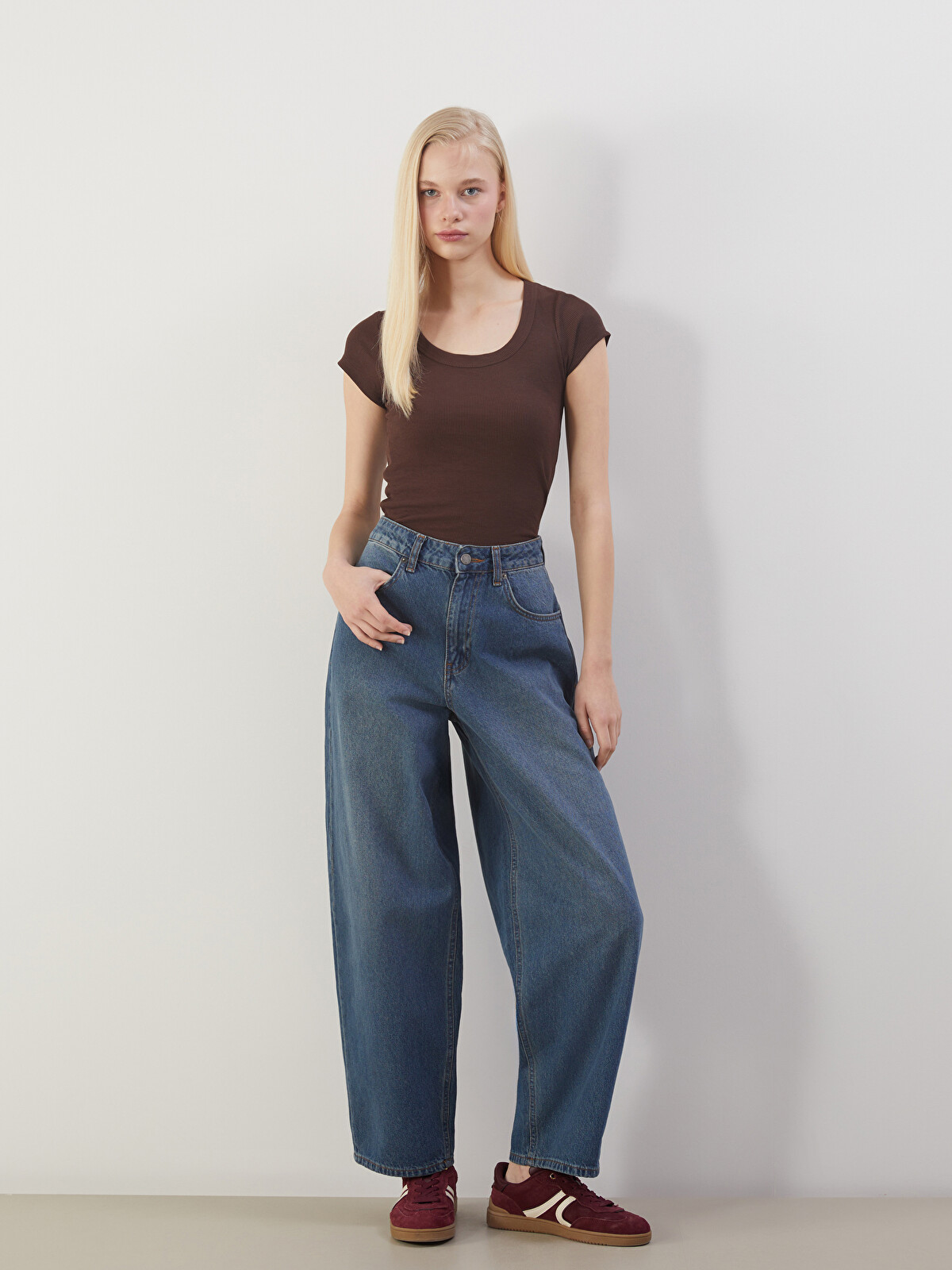 XSIDE İndigo Baggy Fit Kadın Jean Pantolon - S5OG10Z8-H45 | LCW