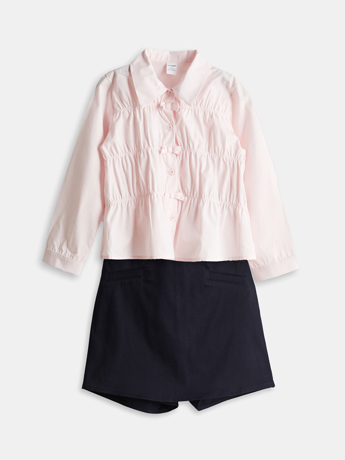 LCW Kids Poplin Girls' Shirt and Shorts 2 Pack -S5OH06Z1-DRH