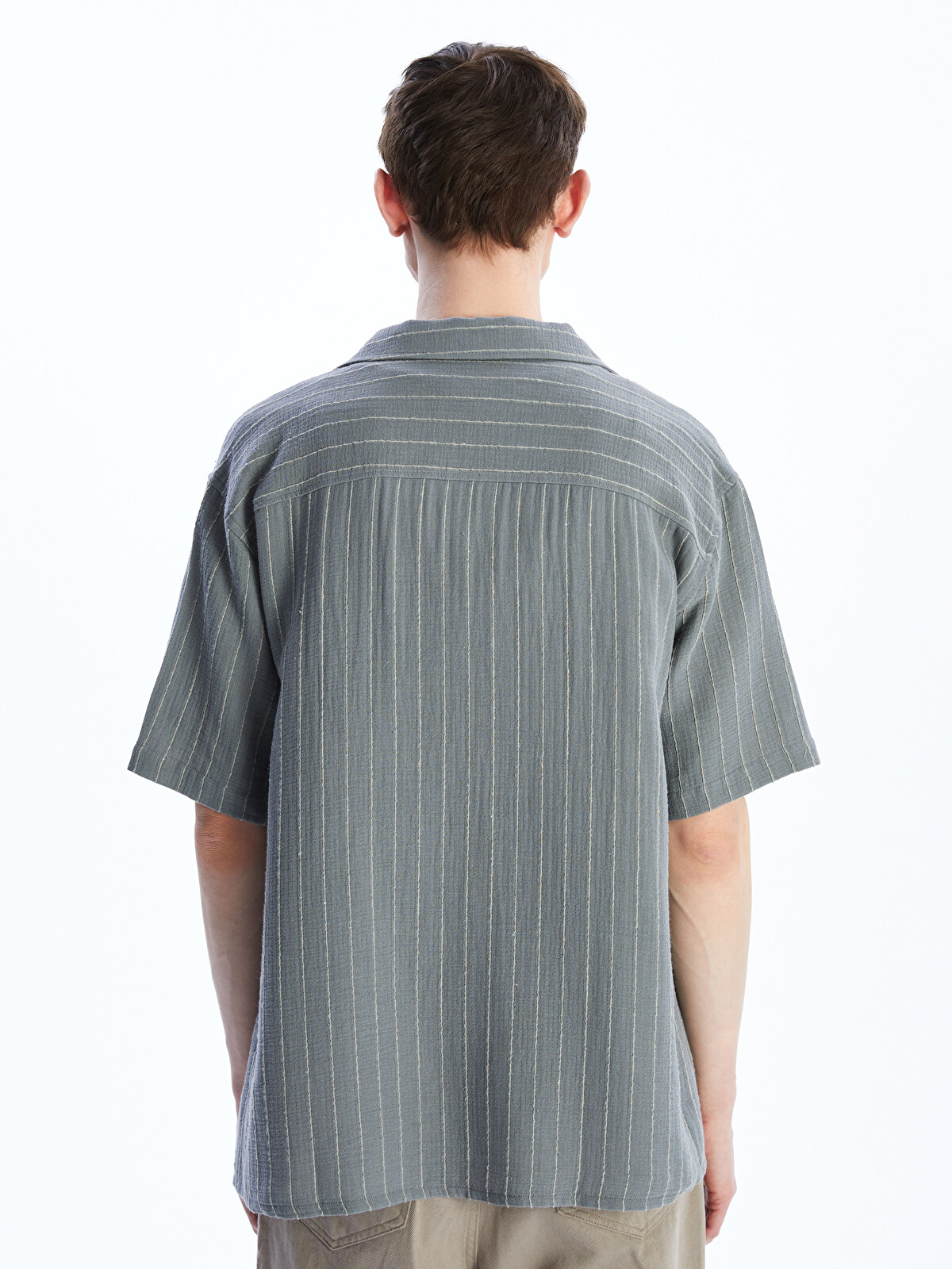 XSIDE Relaxed Fit Short Sleeve Muslin Men's Shirt - S5OJ37Z8-LFY