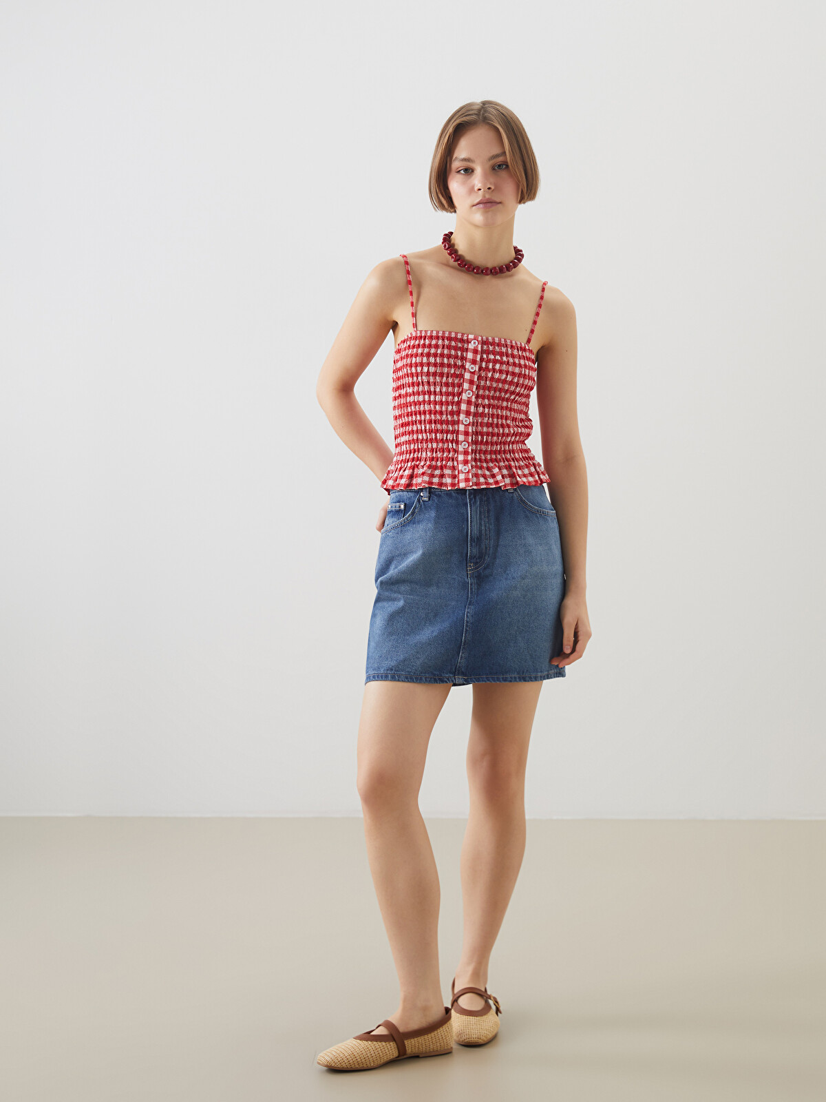 XSIDE Slim Fit Mini Denim Skirt - S5OK07Z8-J0N | LC Waikiki