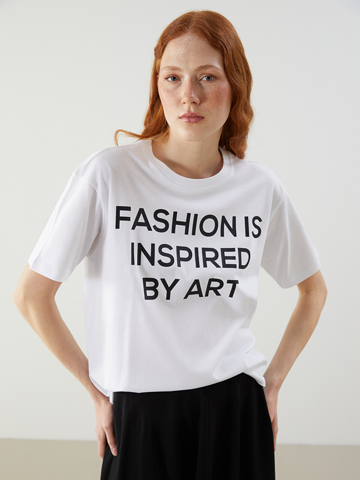 LCW Vision Crew Neck Printed Oversize Women's T-Shirt - S5OK15Z8