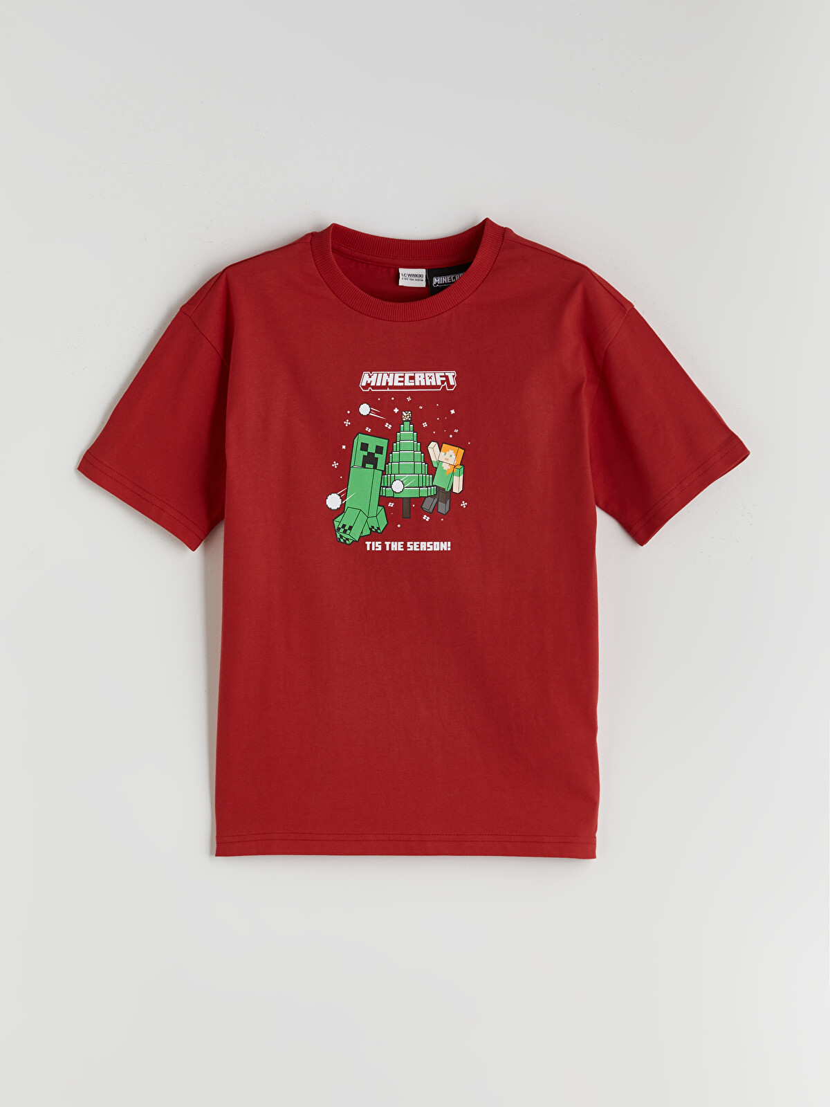 LCW Kids Kırmızı Bisiklet Yaka Minecraft Baskılı Erkek Çocuk