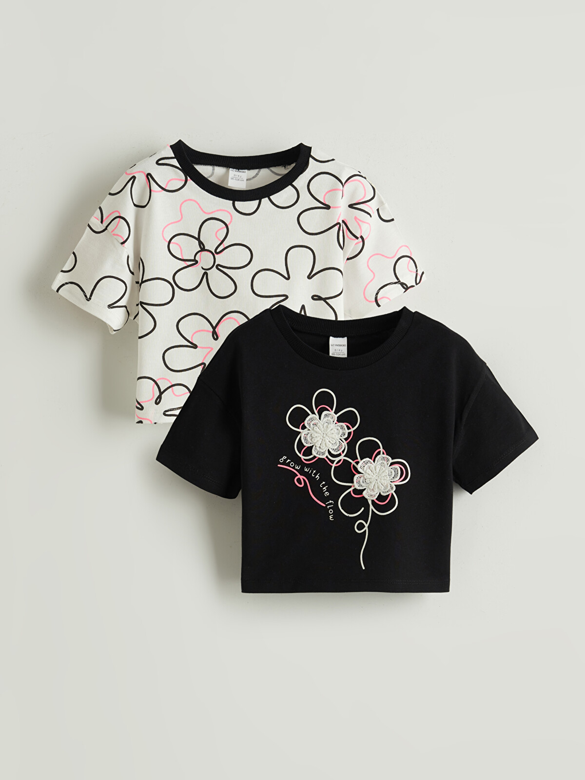 LCW Kids Crew Neck Floral Girls' T-Shirt 2 Pack - S5OP76Z1-CVL