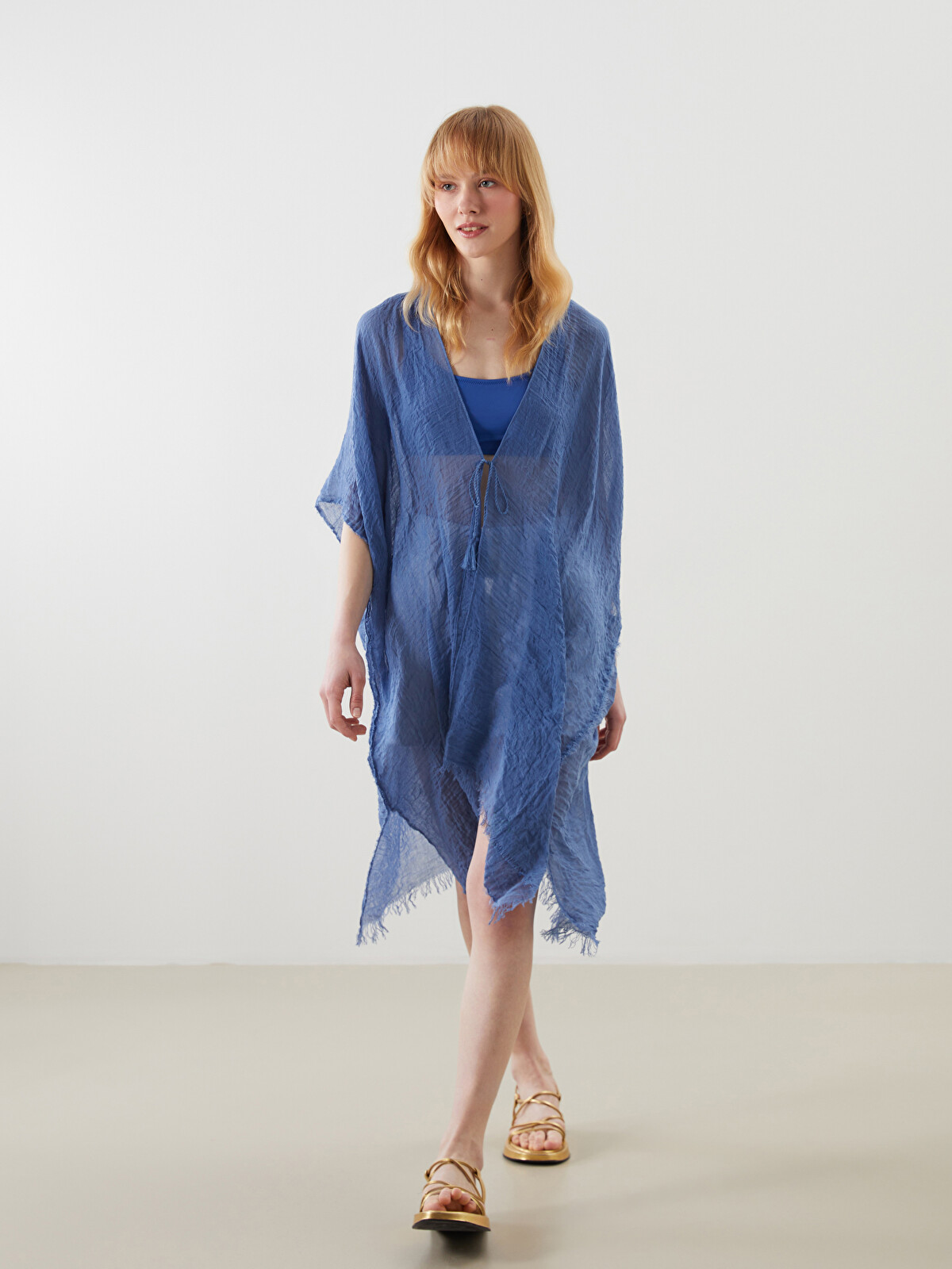 の あ LCW ACCESSORIES Mavi Şal Yaka Kadın Kimono - S5OS78Z8-ZL2 | LCW