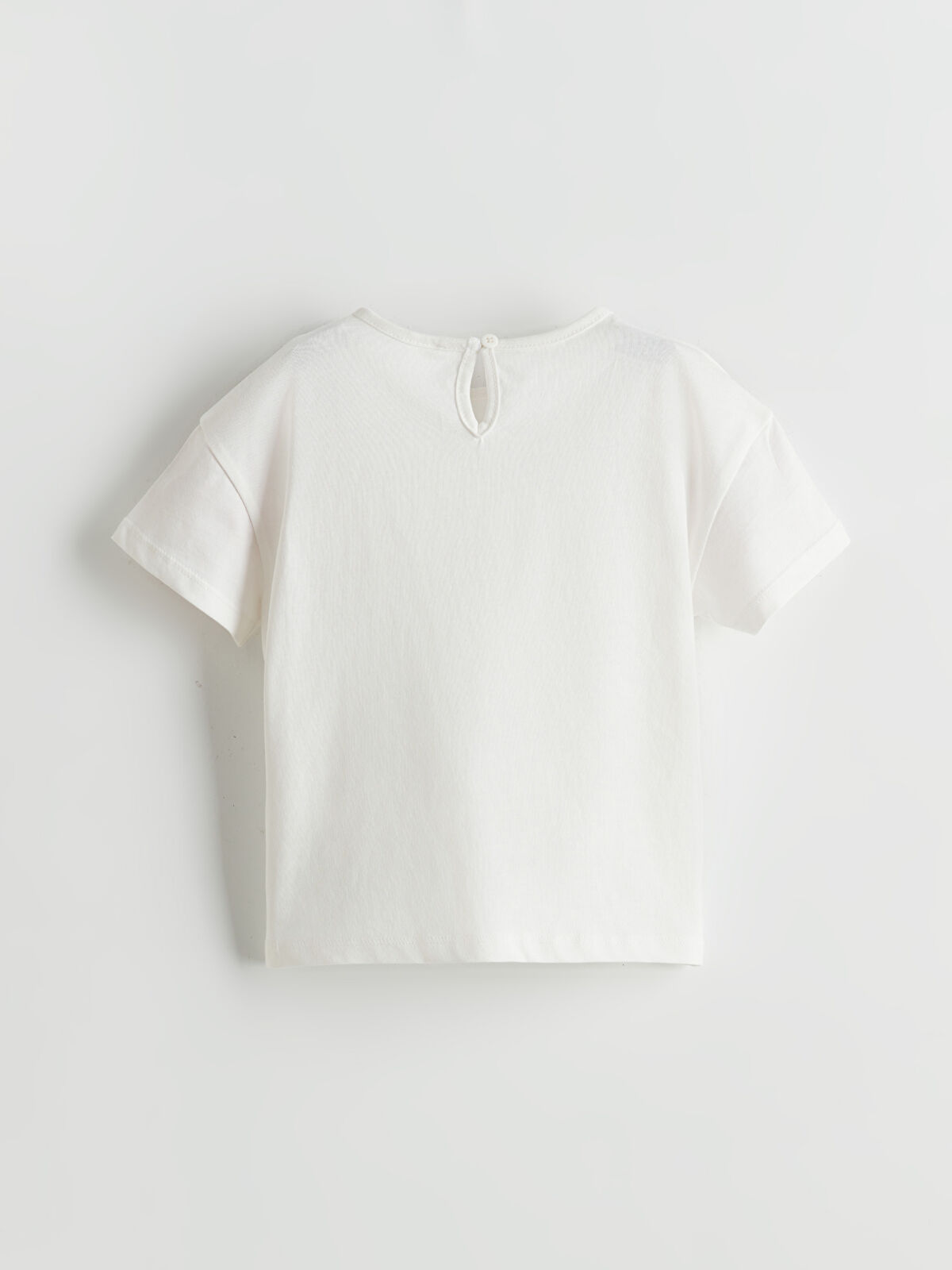 LCW Kids Ekru Bisiklet Yaka Pamuklu Kız Çocuk Tişört - S5P572Z1