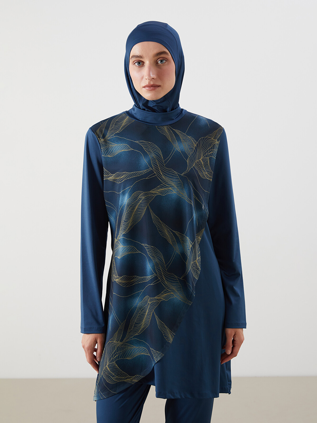 LCW DREAM Funnel Neck Patterned Women's Modest Swimsuit Set