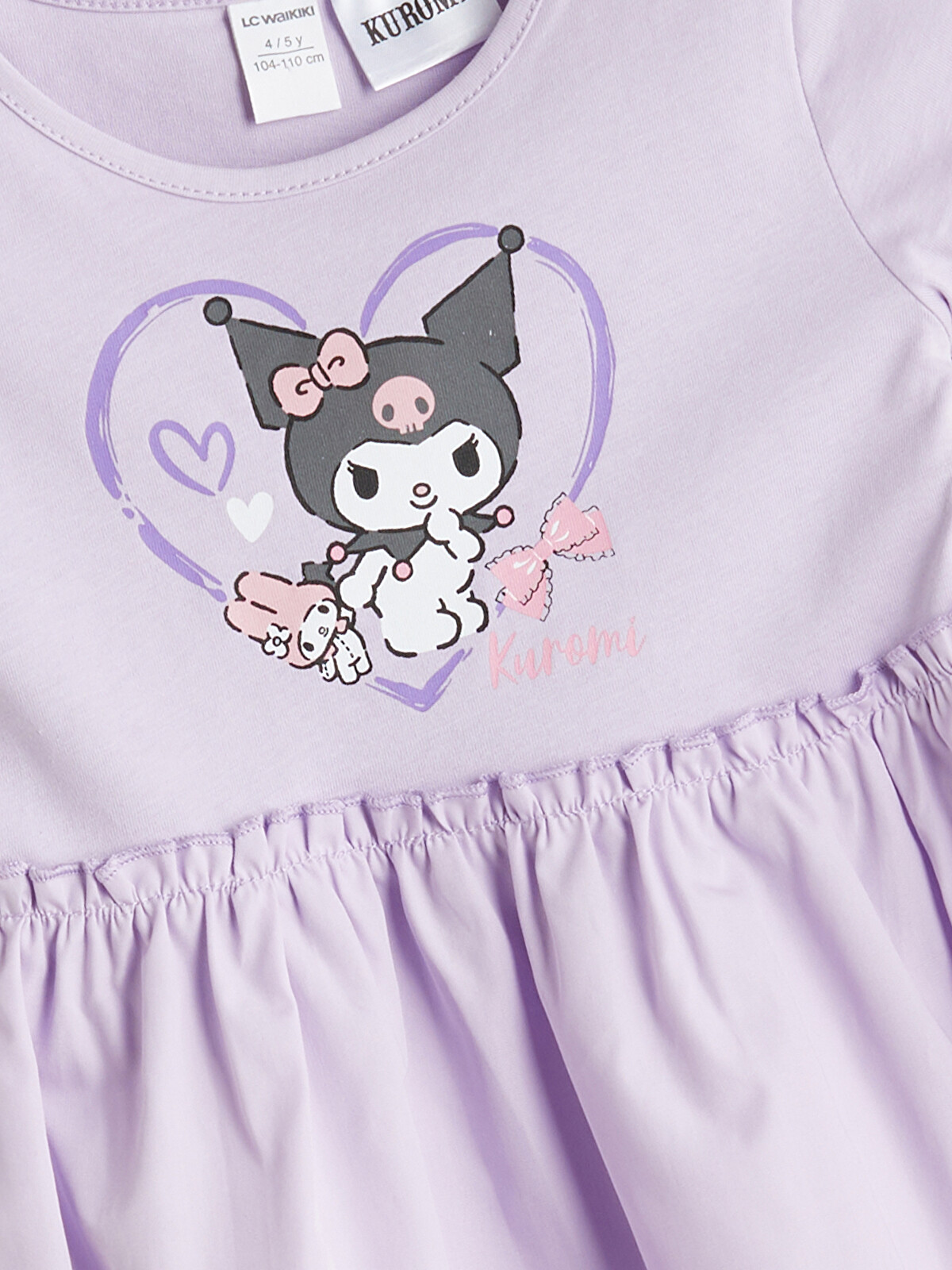 ￡澪￡　0605 LCW Kids Lila Kuromi Baskılı Kız Çocuk Penye Elbise - S5P744Z1-G0W