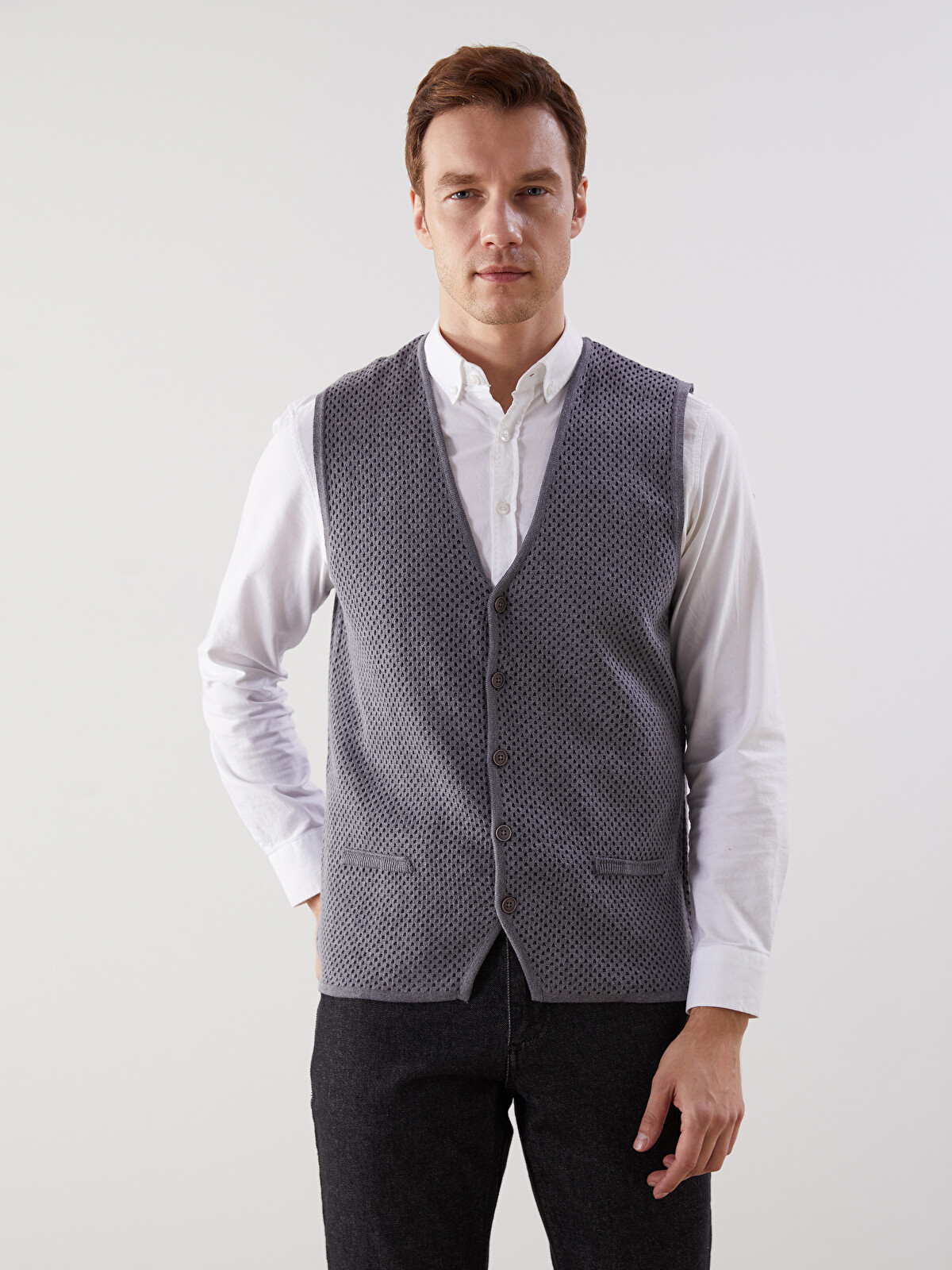 LCWAIKIKI Classic Regular Fit V Neck Men's Knitwear Waistcoat