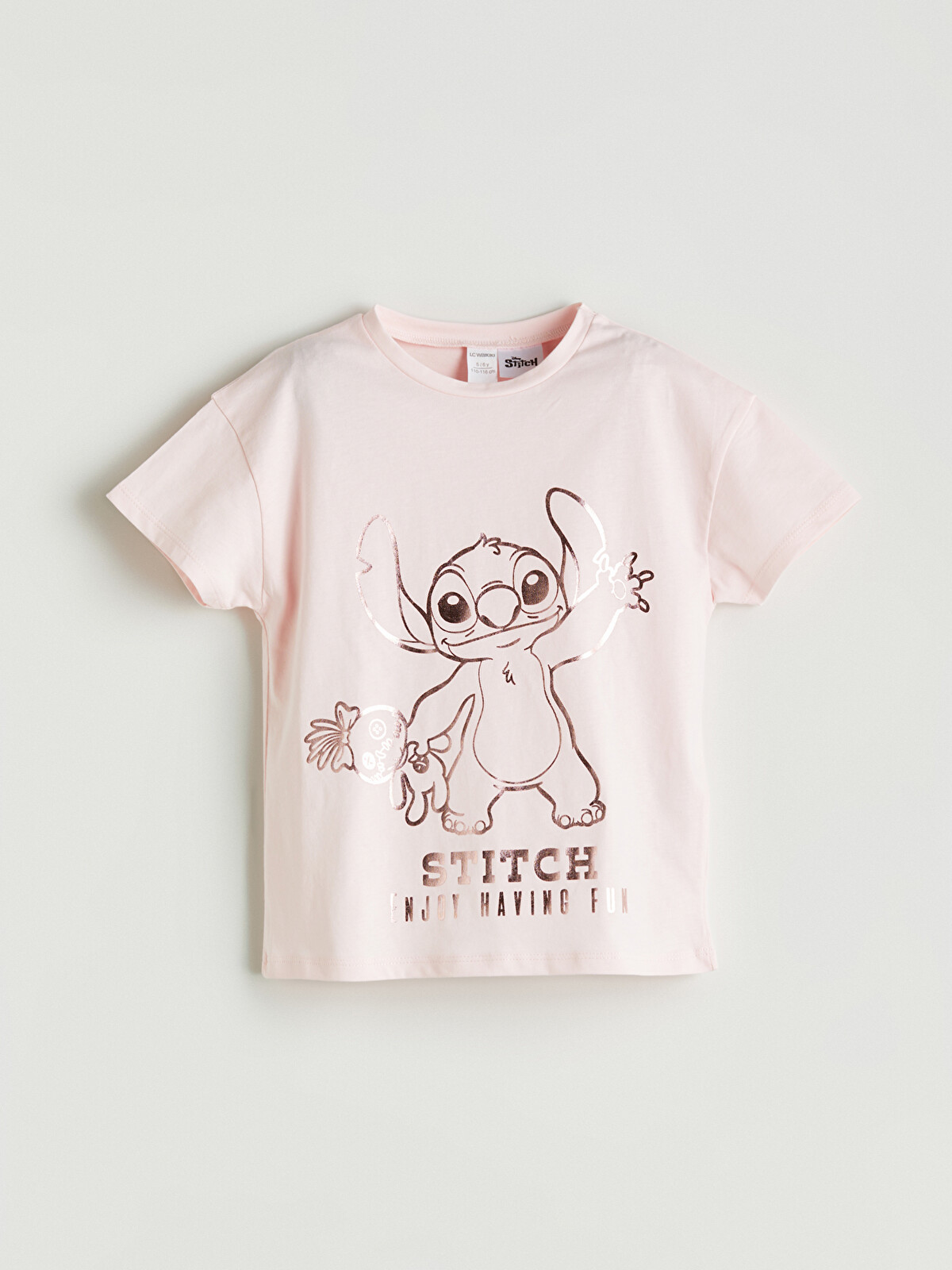 LCW Kids Pembe Lilo & Stitch Baskılı Kız Çocuk Tişört - S5PE32Z1