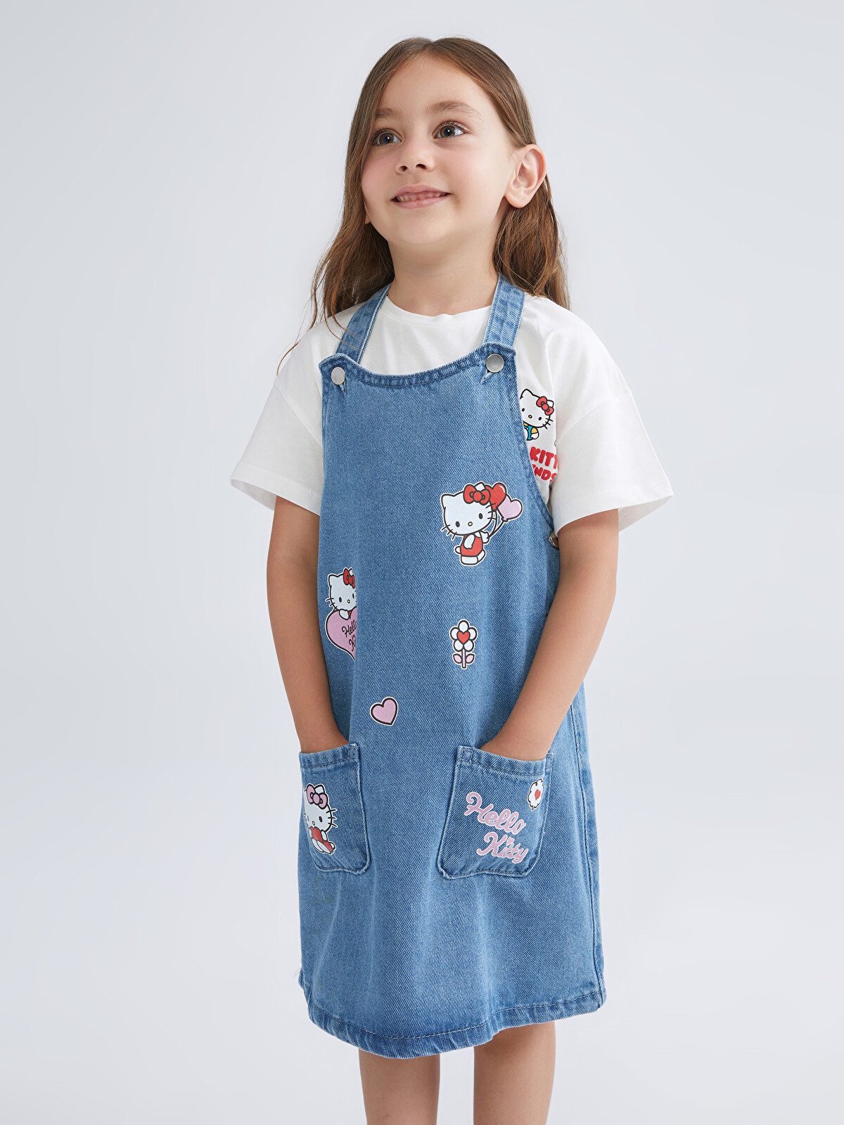 LCW Kids Hello Kitty Printed Girls' Jean Dress - S5PH22Z1-LR1 - LC Waikiki