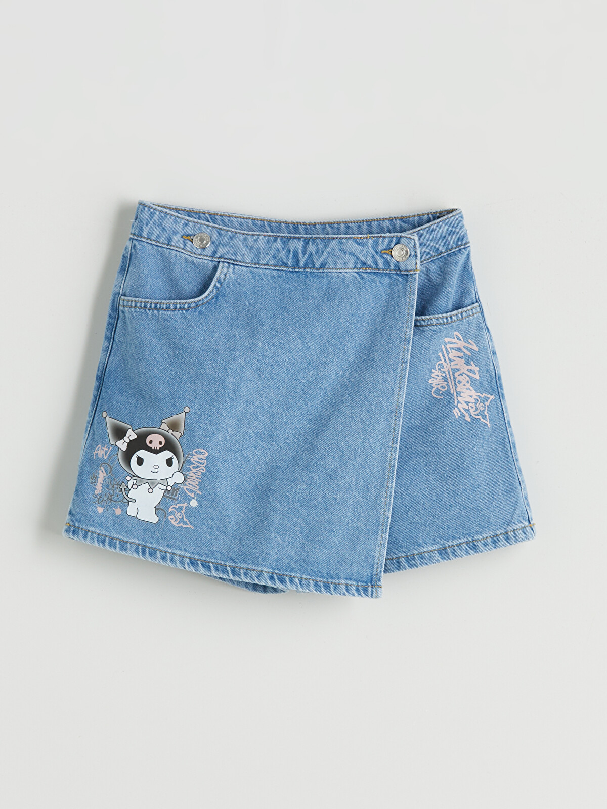 LCW Kids Kuromi Baskılı Kız Çocuk Jean Şort Etek - S5PJ21Z4-H45