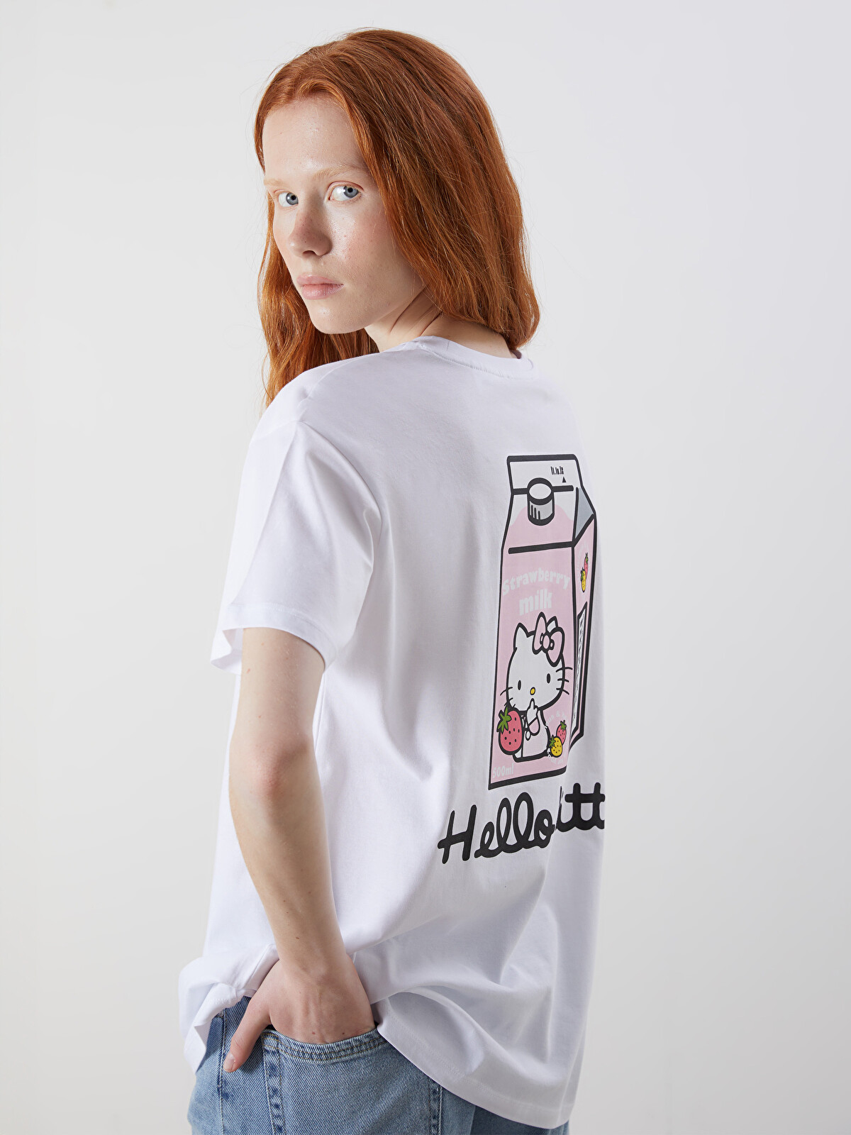 XSIDE Beyaz Hello Kitty Baskılı %100 Pamuklu Kadın Tişört