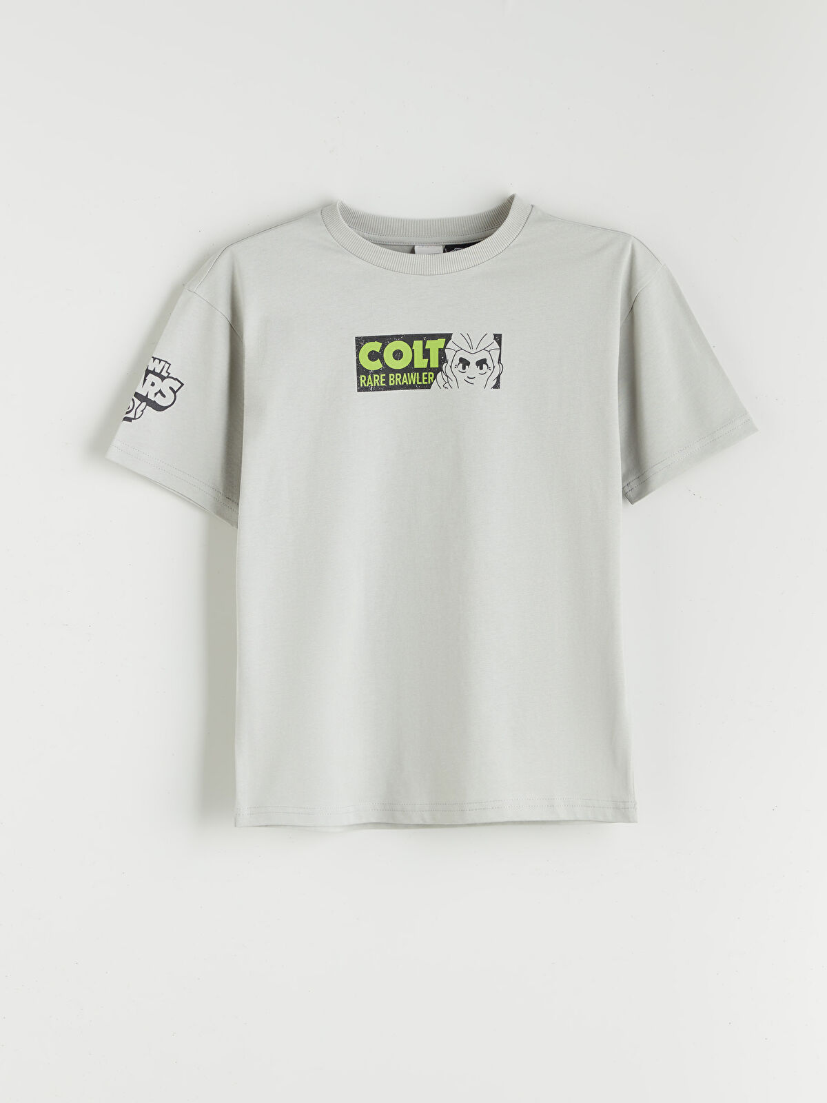 LCW Kids Gri Bisiklet Yaka Brawl Stars Baskılı Erkek Çocuk Tişört