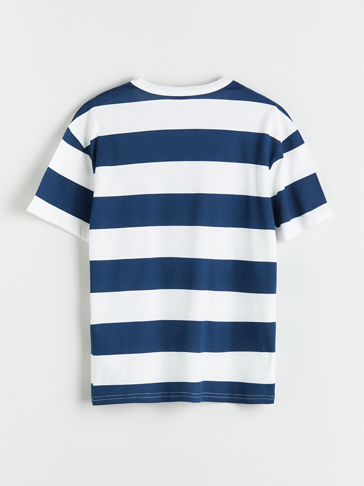 ▼order⑥ LCW Kids İndigo Bisiklet Yaka Çizgili Erkek Çocuk Tişört