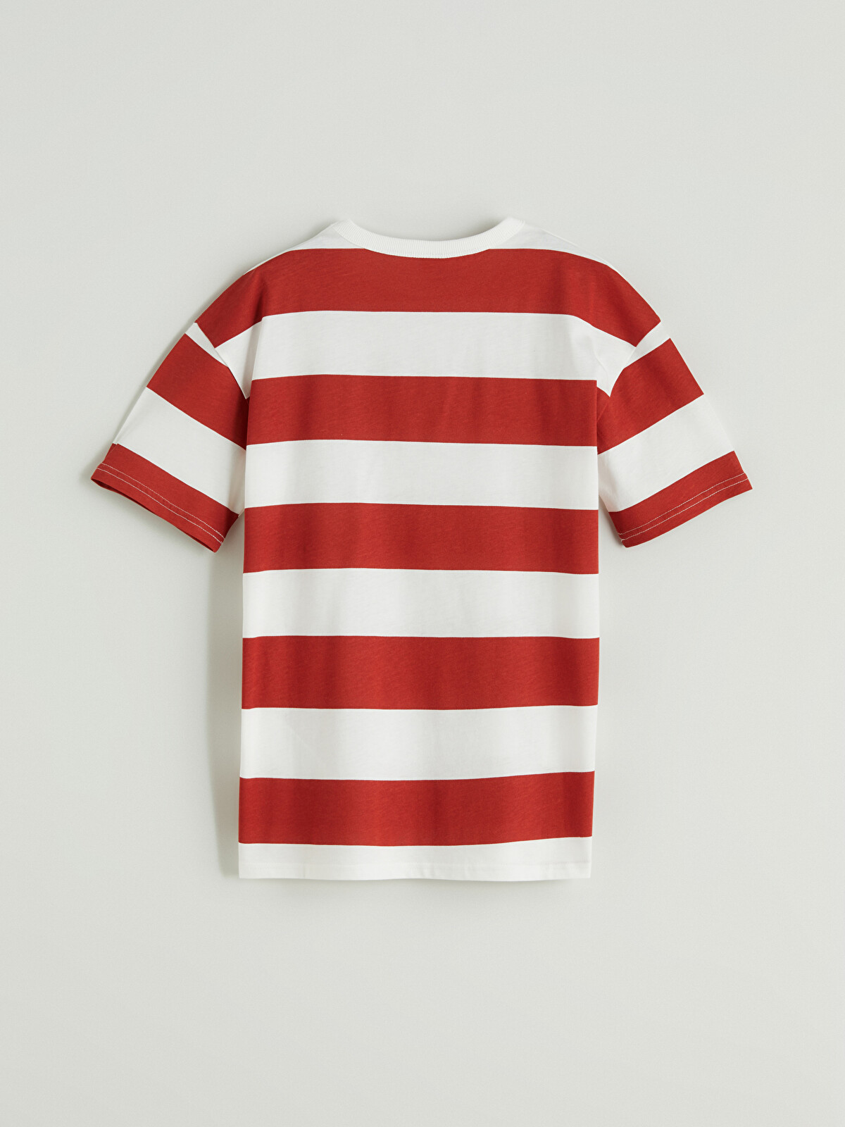 liberty　0514 LCW Kids Turuncu Bisiklet Yaka Çizgili Erkek Çocuk Tişört