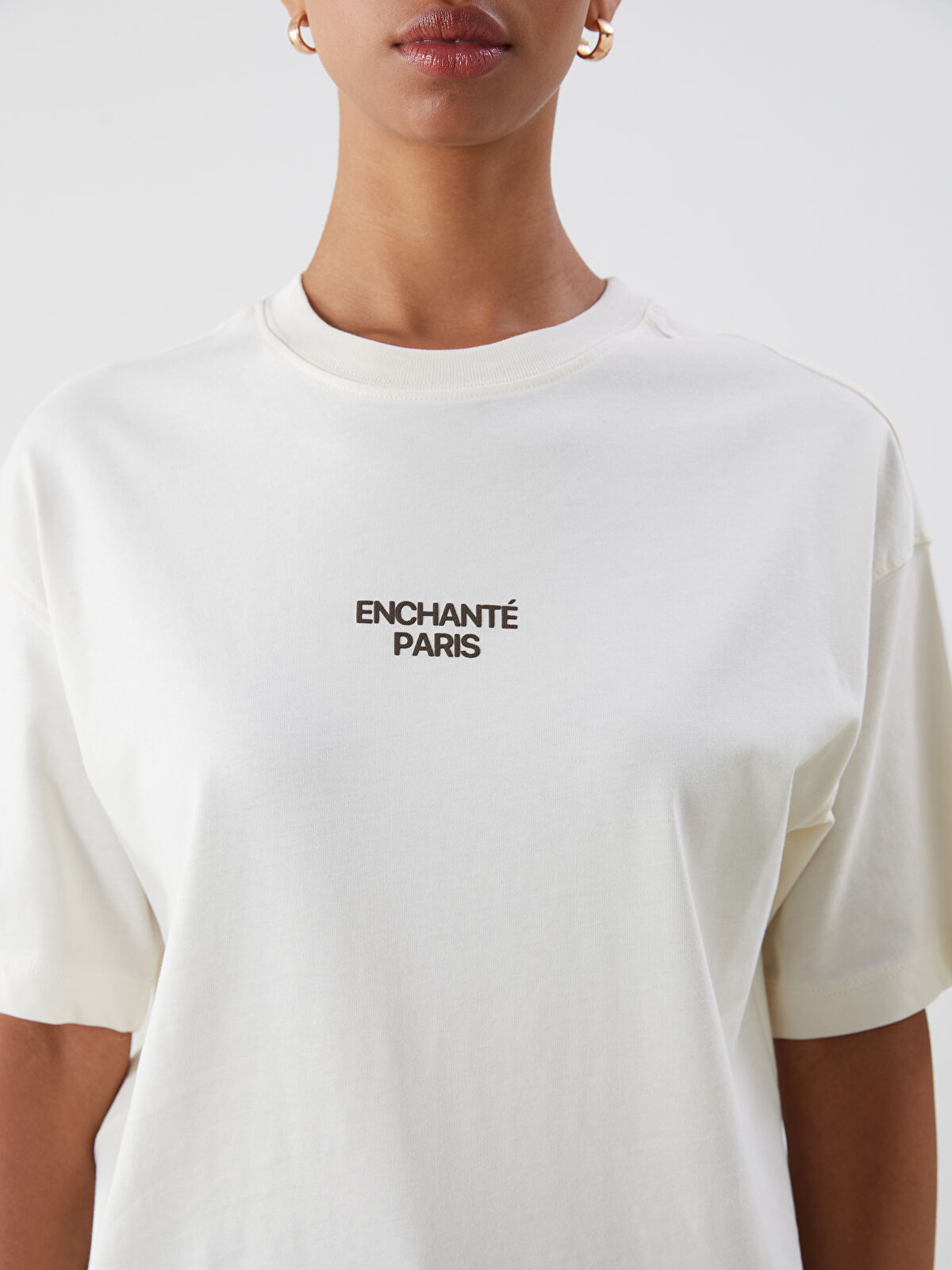 Crew Neck Paris Printed Oversize Women's T-Shirt -S5PM55Z8