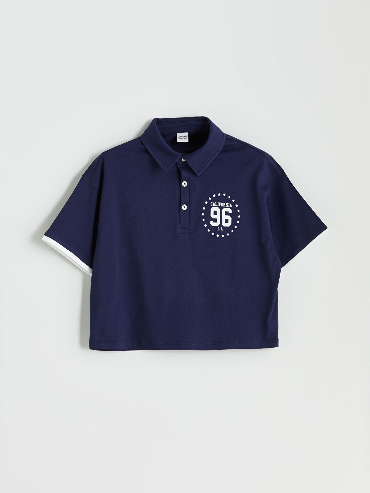 LCW Kids Polo Yaka Baskılı Kız Çocuk Tişört