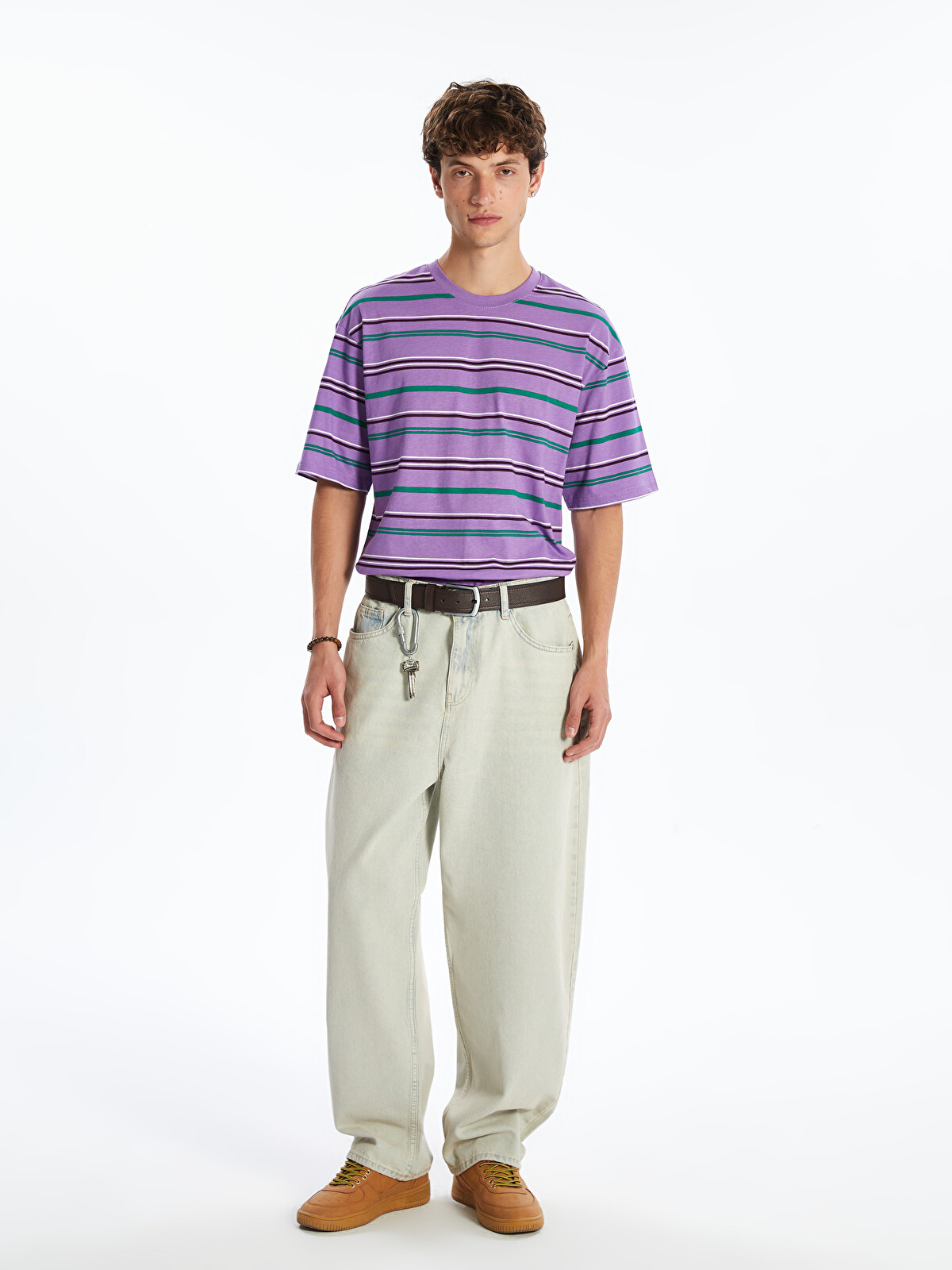 XSIDE Crew Neck Striped Men's T-shirt - S5PN27Z8-HBF | LC Waikiki