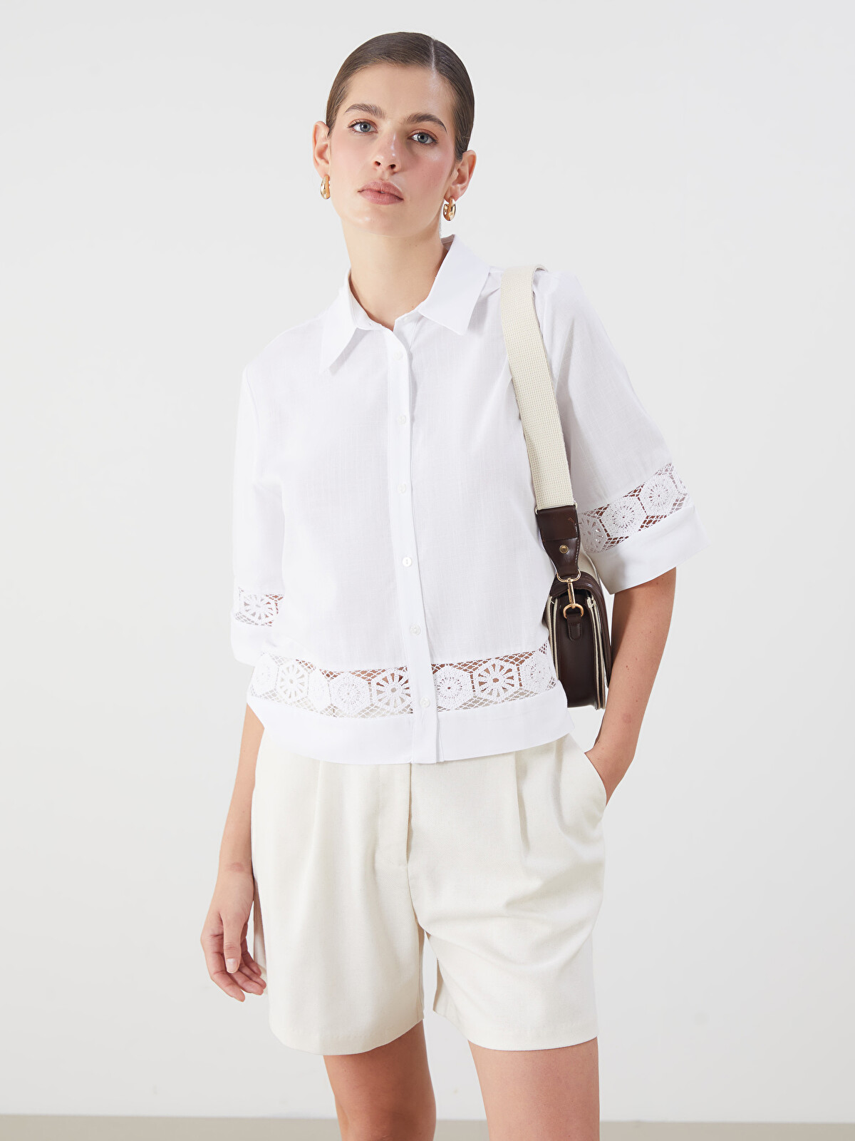 LCWAIKIKI Classic Crochet Detailed Women's Shirt - S5PO63Z8-Q6K