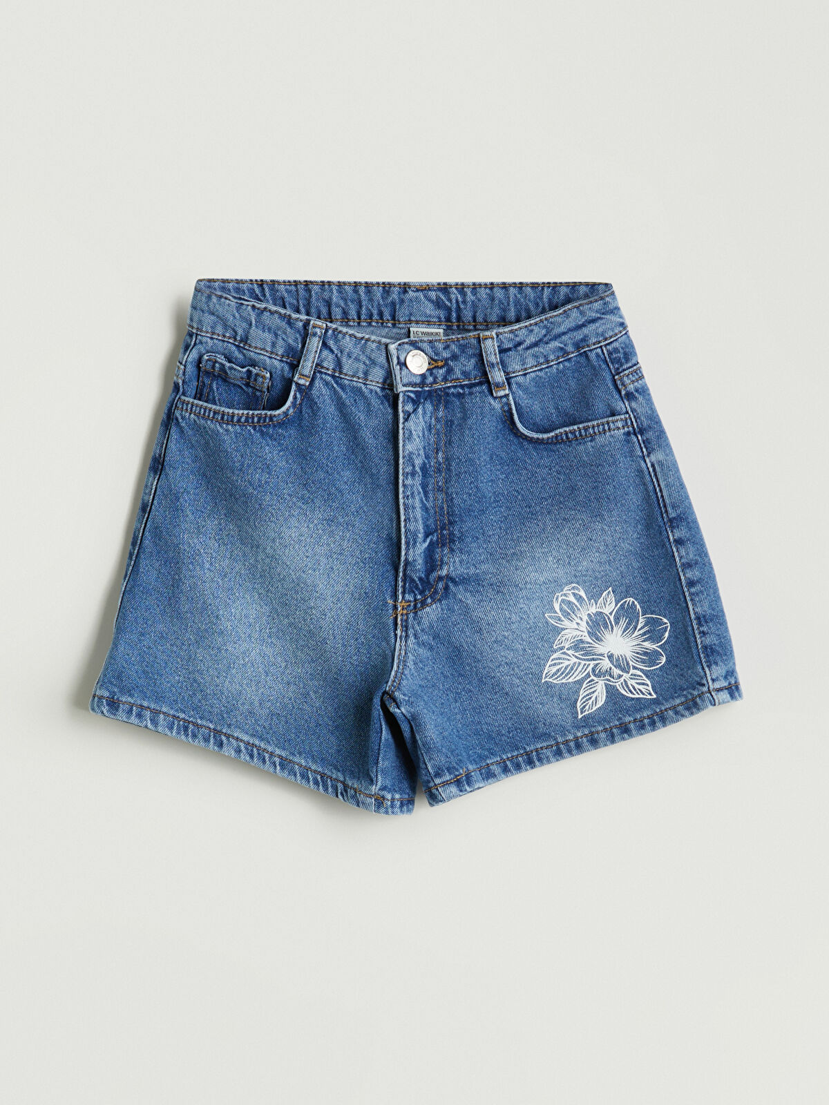 LCW Kids Çiçekli Kız Çocuk Jean Şort