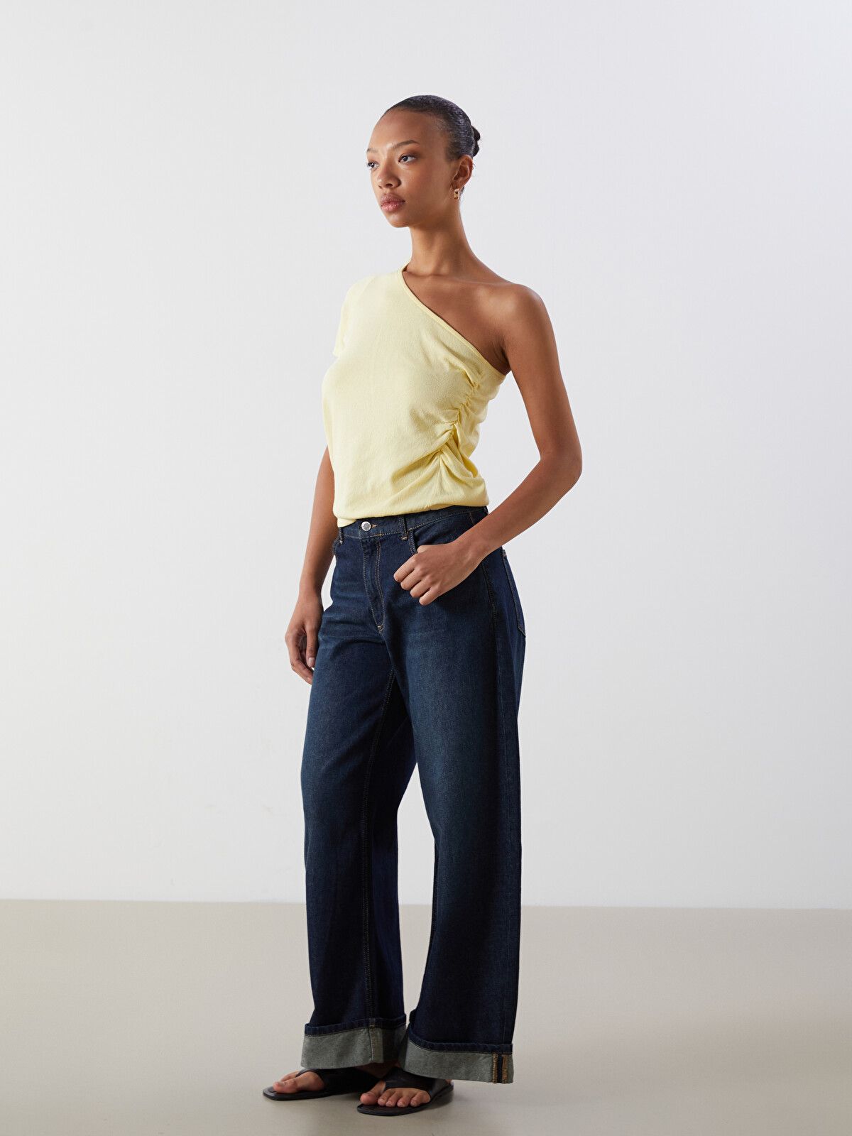 LCW Vision One Shoulder Ruched Blouse - S5PU11Z8-FPR | LC Waikiki