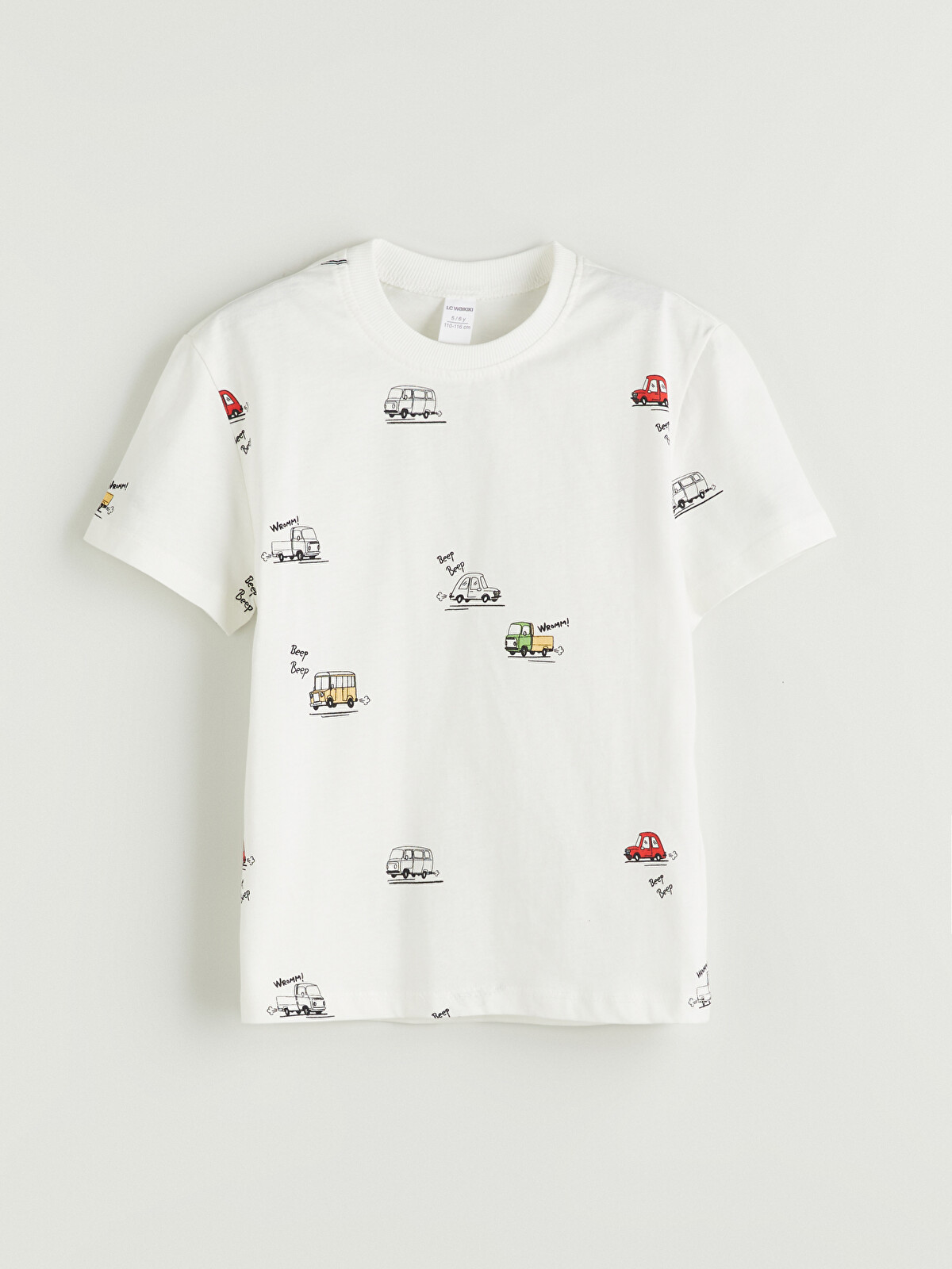 LCW Kids Ekru Bisiklet Yaka Baskılı Erkek Çocuk Tişört - S5Q523Z1