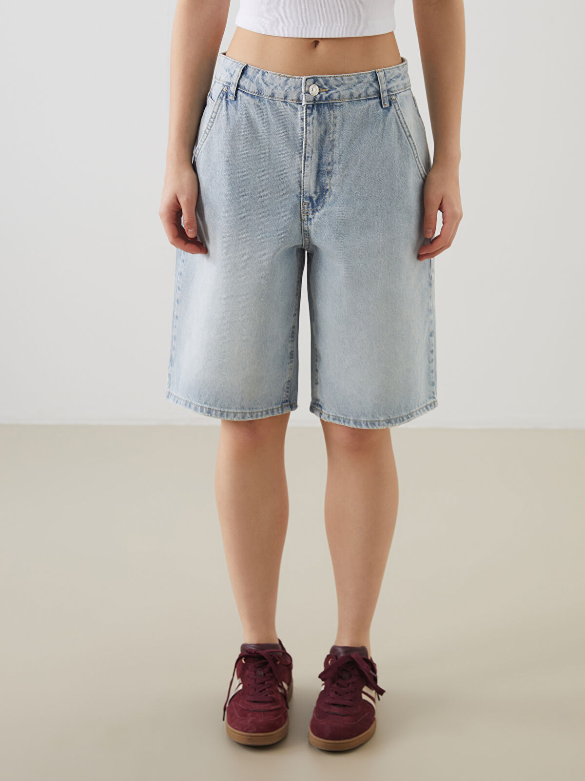 XSIDE Bermuda Fit Kadın Jean Şortolon - S5Q595Z8-CU5 | LCW