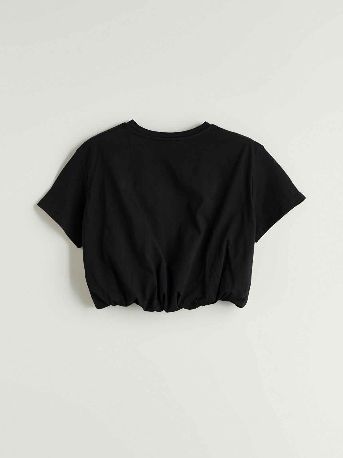 LCW Kids Siyah Bisiklet Yaka Kız Çocuk Crop Tişört - S5Q638Z4-CVL