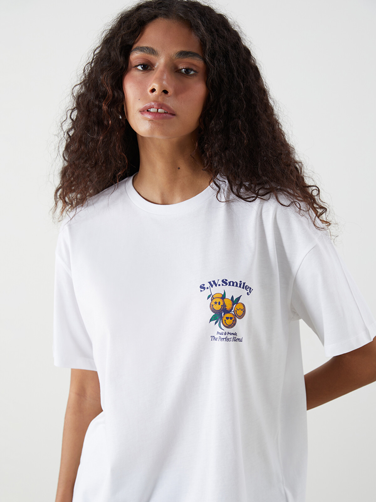 XSIDE Crew Neck Smiley World Printed Women's T-Shirt - S5Q863Z8