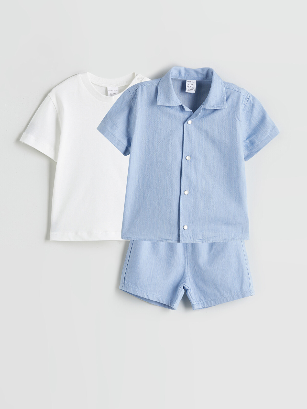 LCW baby Short Sleeve Shirt, T-shirt And Shorts Set - S5QA74Z1-349