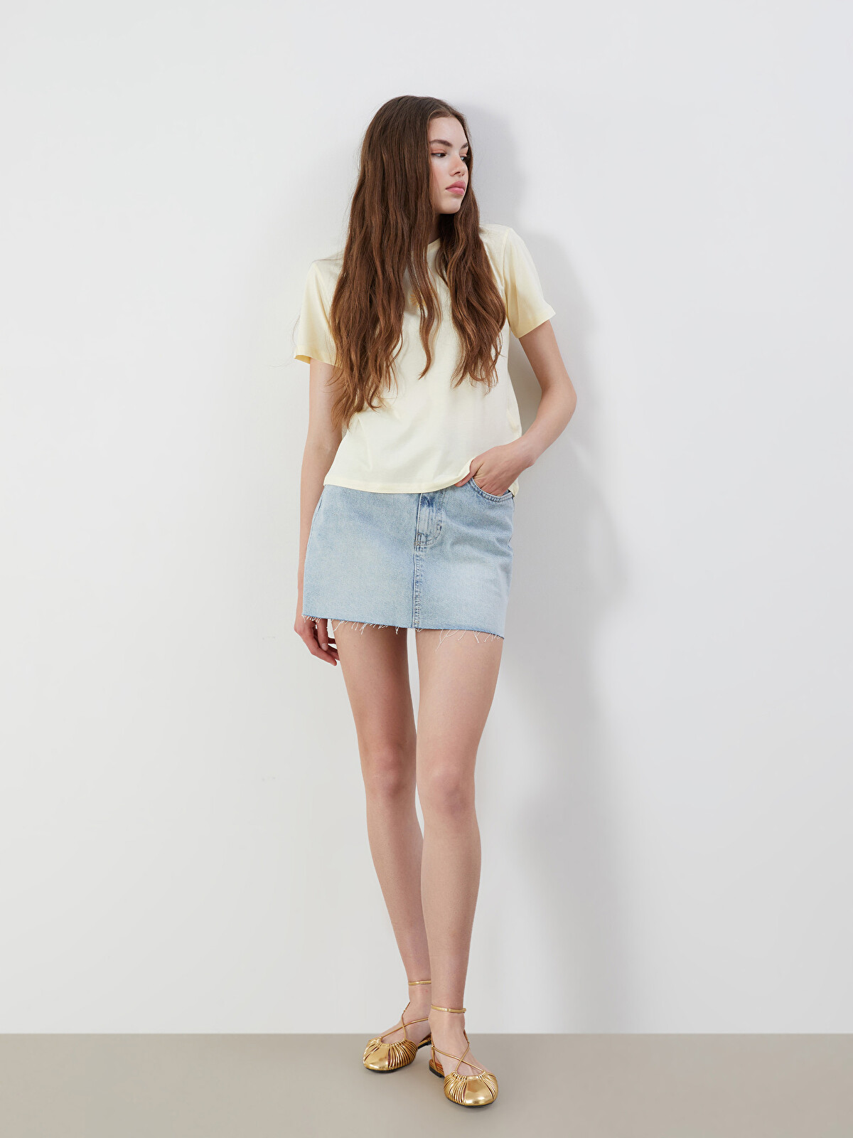 XSIDE Fustă Mini din Denim Slim Fit - S5QC84Z8-CU5 - LC Waikiki