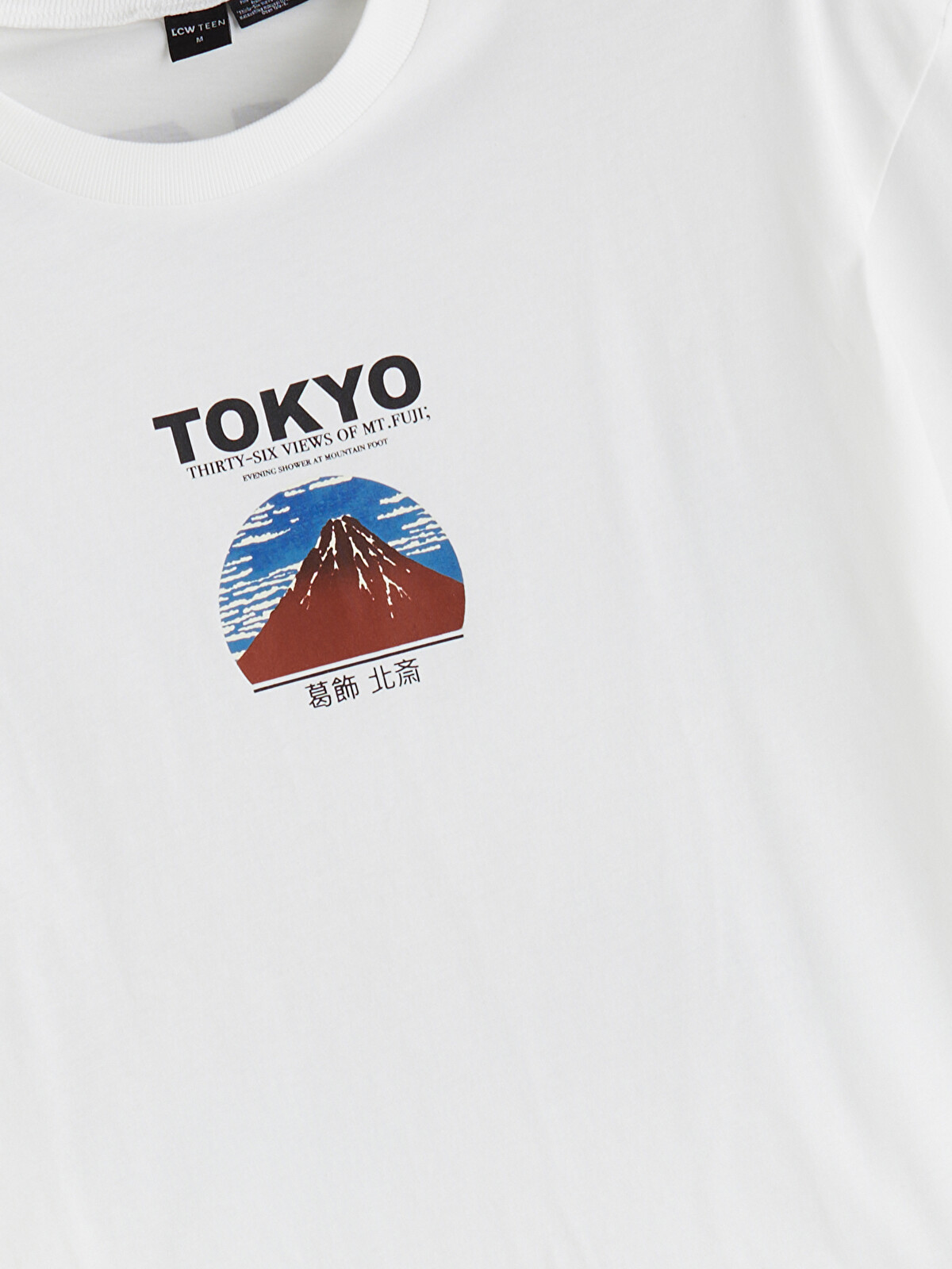 LCW Kids Ekru Bisiklet Yaka Tokyo Baskılı Genç Erkek Tişört