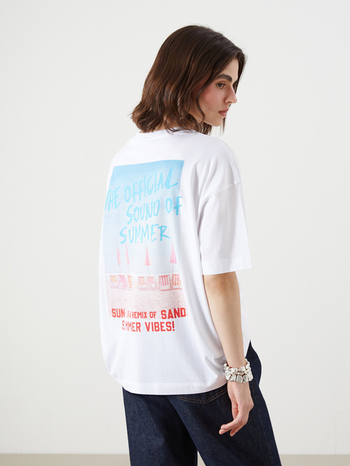 KOUGU維新Tシャツ LCW Vision Crew Neck Printed Oversize Women's T-Shirt - S5QO38Z8