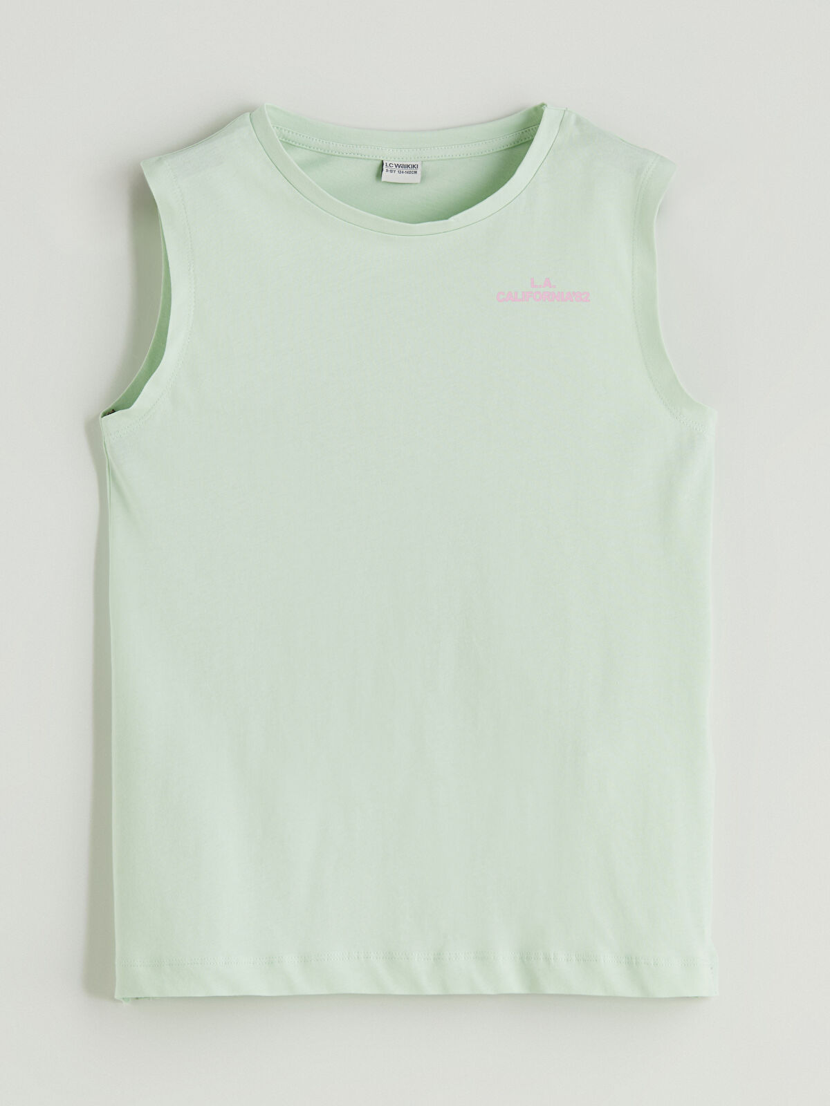 LCW Kids Yeşil Bisiklet Yaka California Baskılı Kız Çocuk Atlet