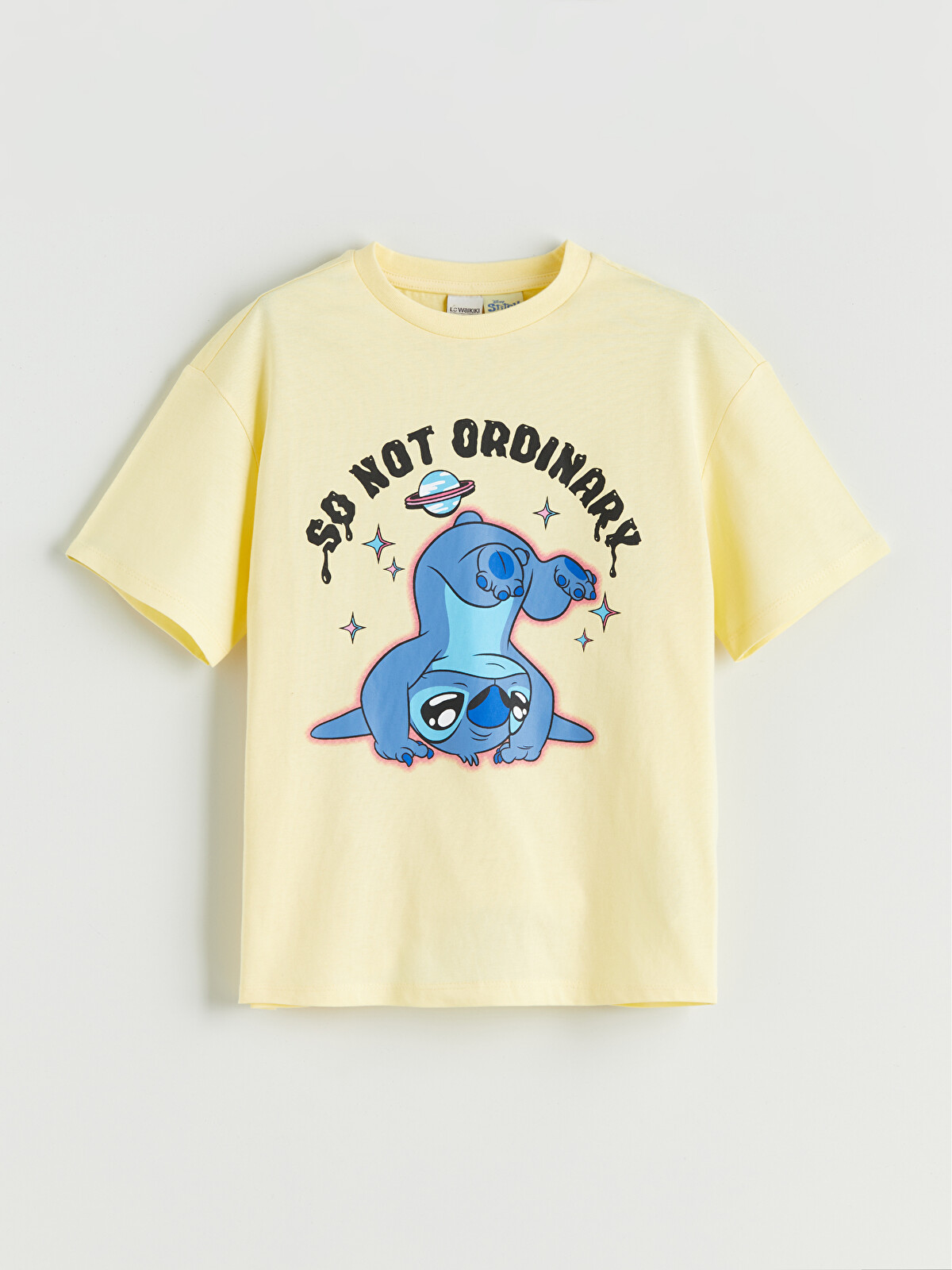 QR使用済 tripleS リン FC E304a Lynn LCW Kids Sarı Bisiklet Yaka Stitch Baskılı Kız Çocuk Tişört
