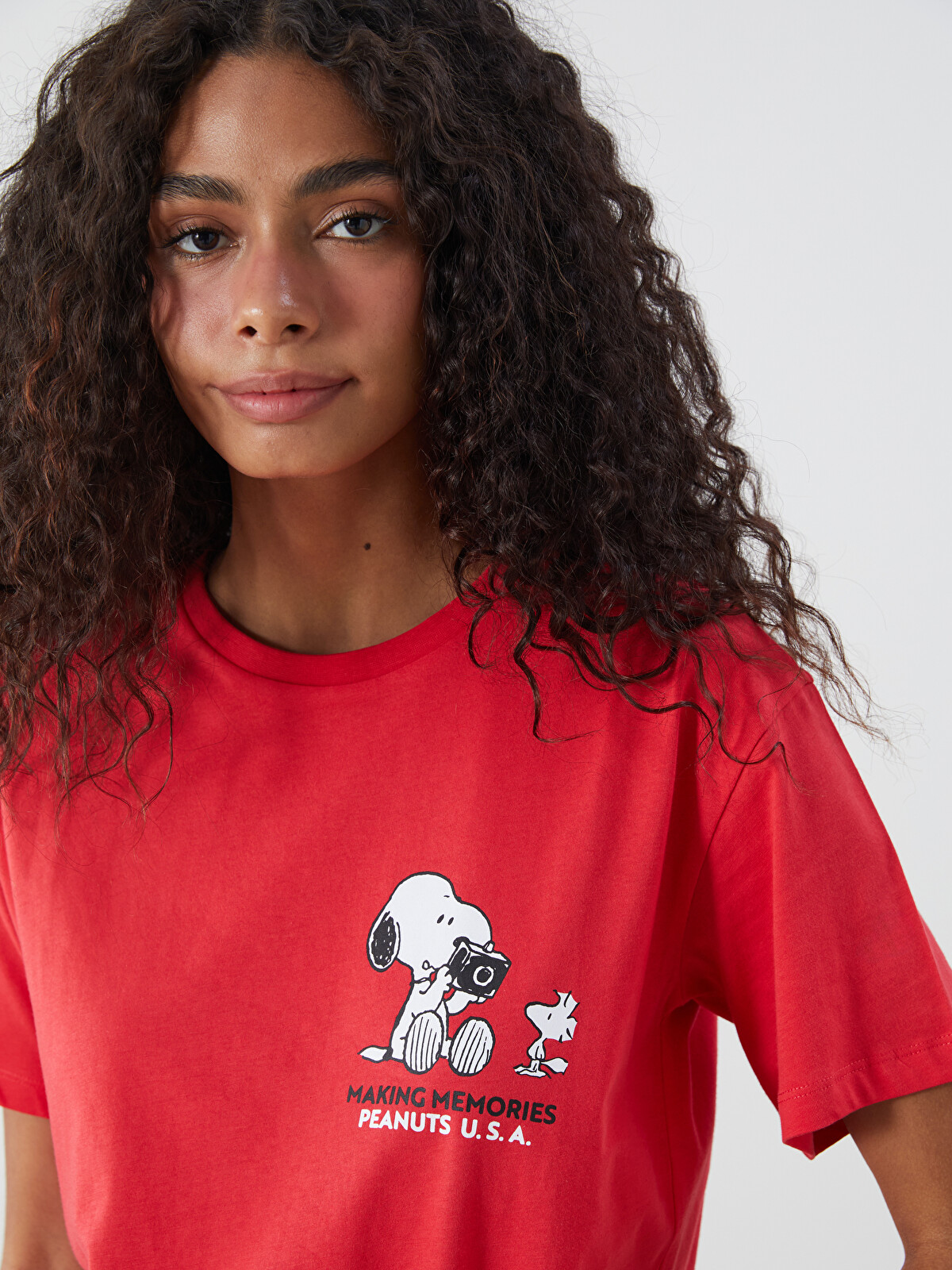 XSIDE Woman Red T-shirt - S5QS90Z8-VWL | LC Waikiki