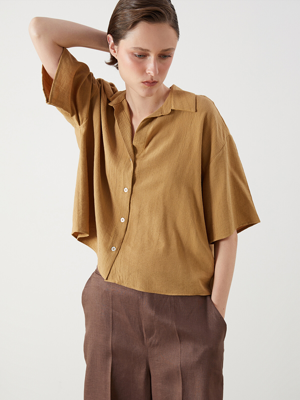 LCW Vision Textured Women's Shirt - S5QT39Z8-GUB | LC Waikiki