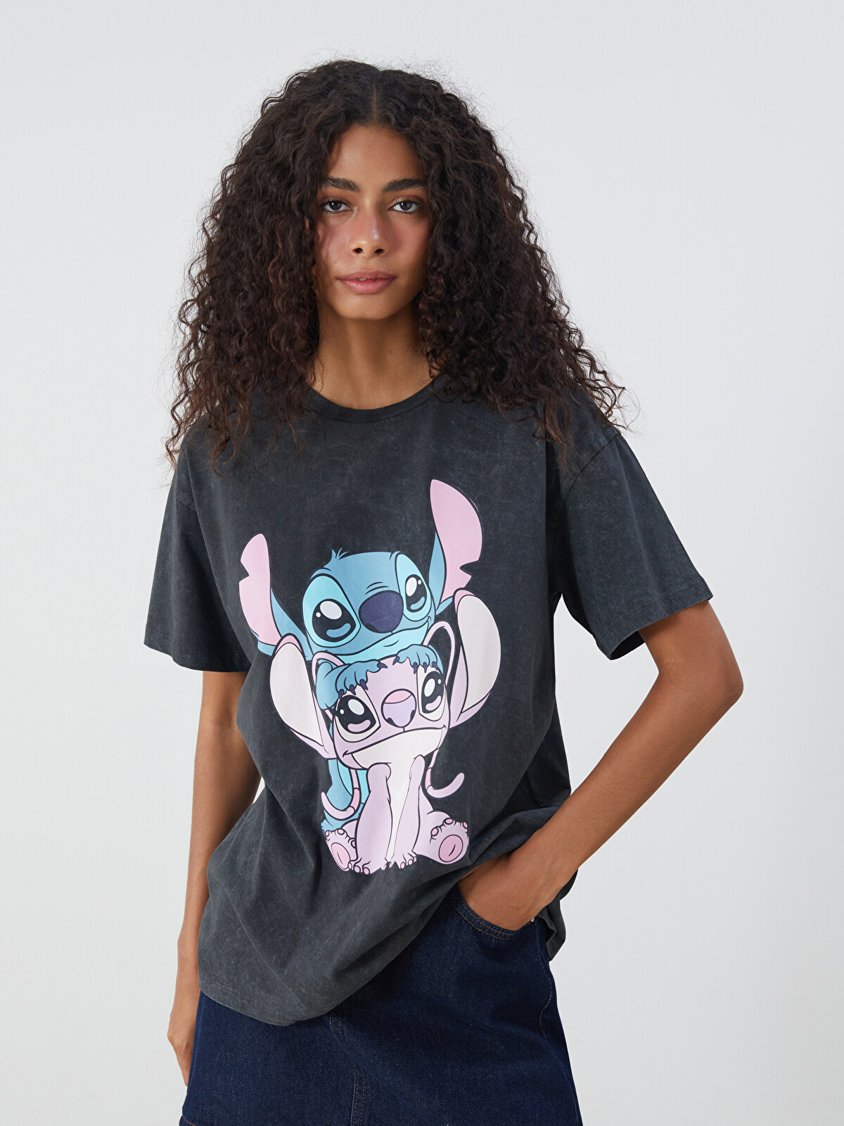 XSIDE Lilo & Stitch Baskılı %100 Pamuklu Kadın Tişört - S5R557Z8